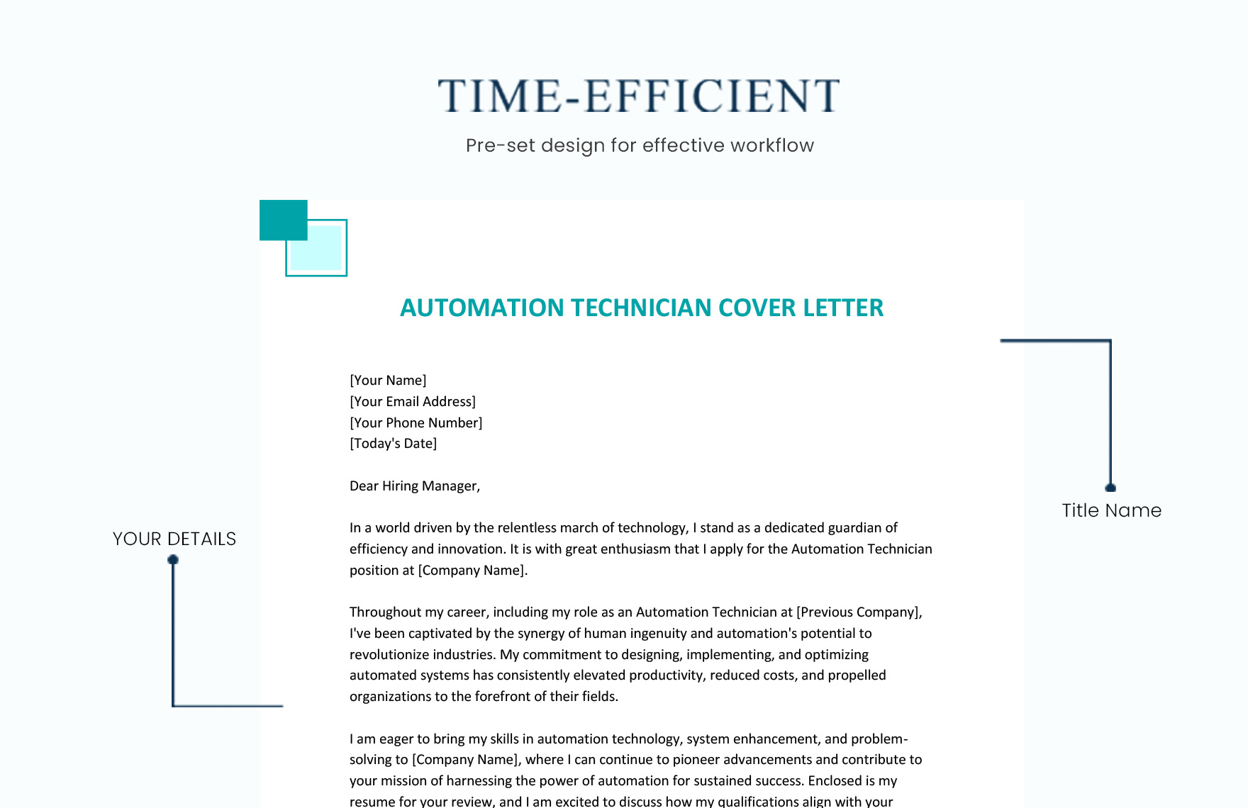 Automation Technician Cover Letter