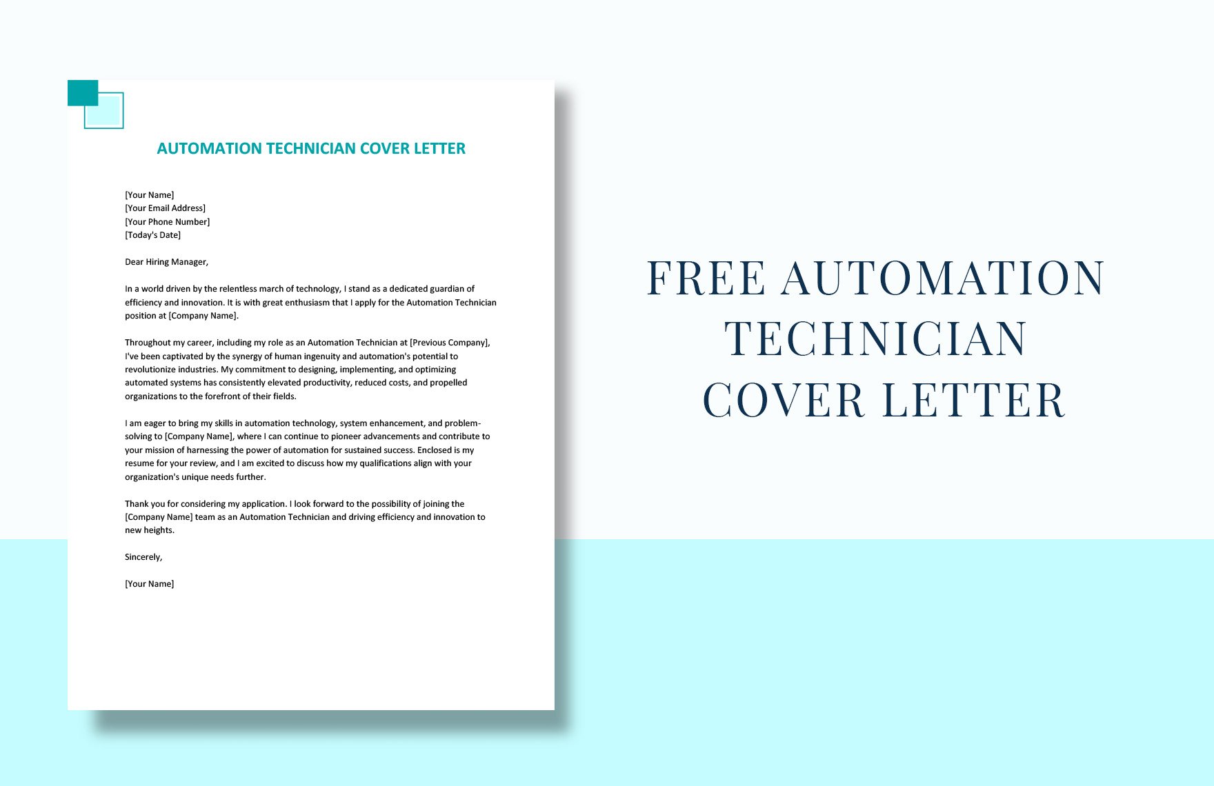 Automation Technician Cover Letter