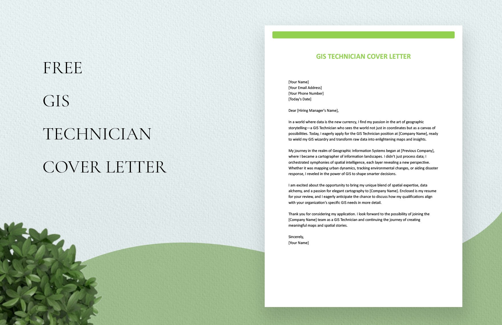 GIS Technician Cover Letter in Word, Google Docs