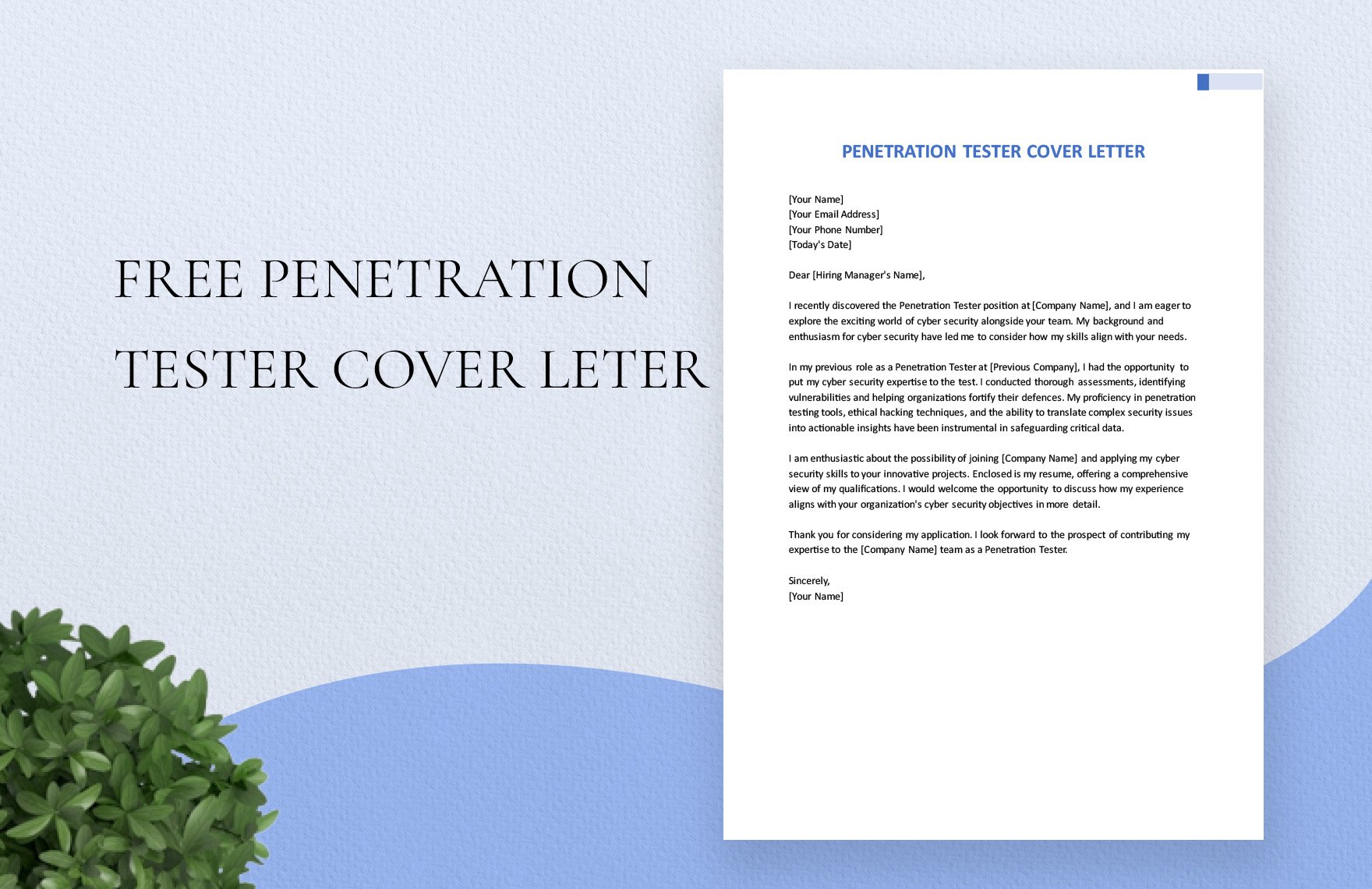 Penetration Tester Cover Letter in Word, Google Docs, PDF