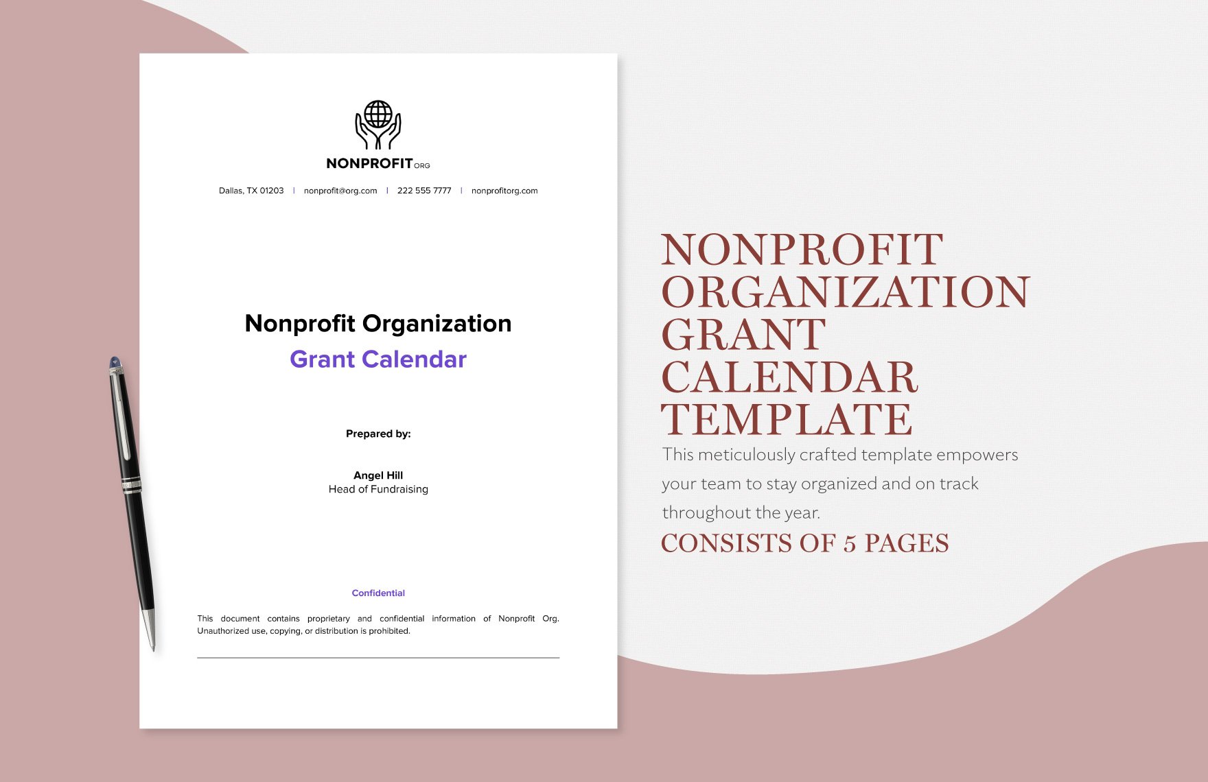 Nonprofit Organization Grant Calendar Template