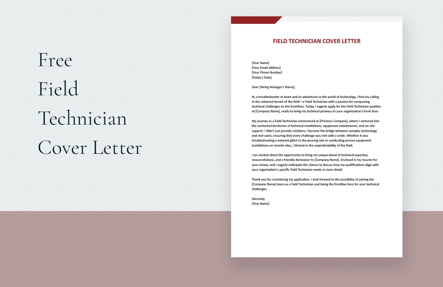 Field Technician Cover Letter in Word, Google Docs - Download ...