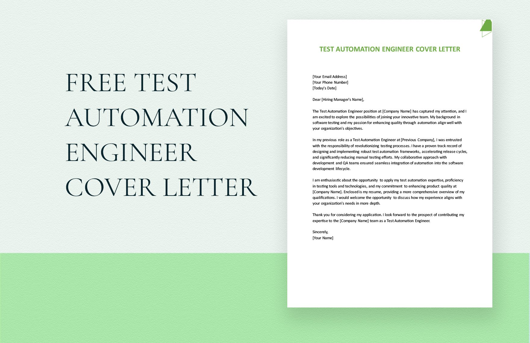 Test Automation Engineer Cover Letter