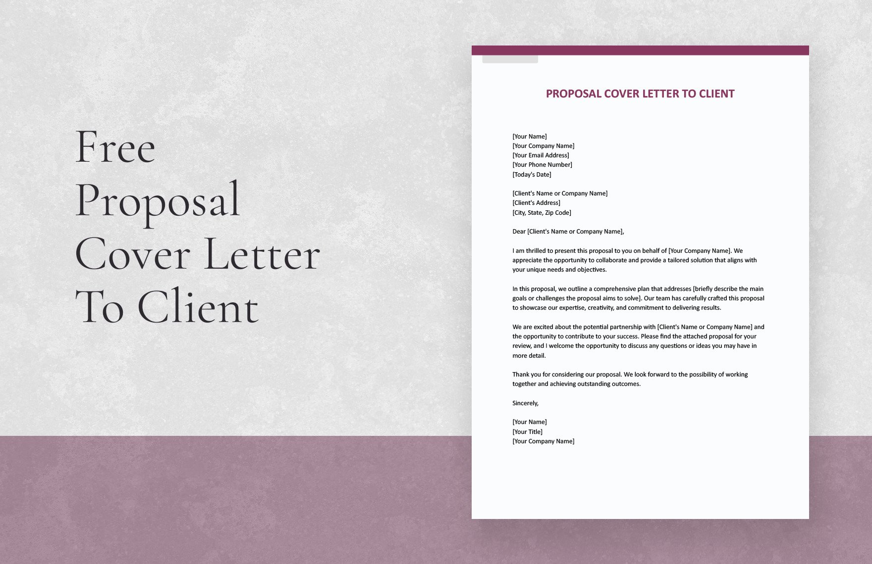 Proposal Cover Letter To Client