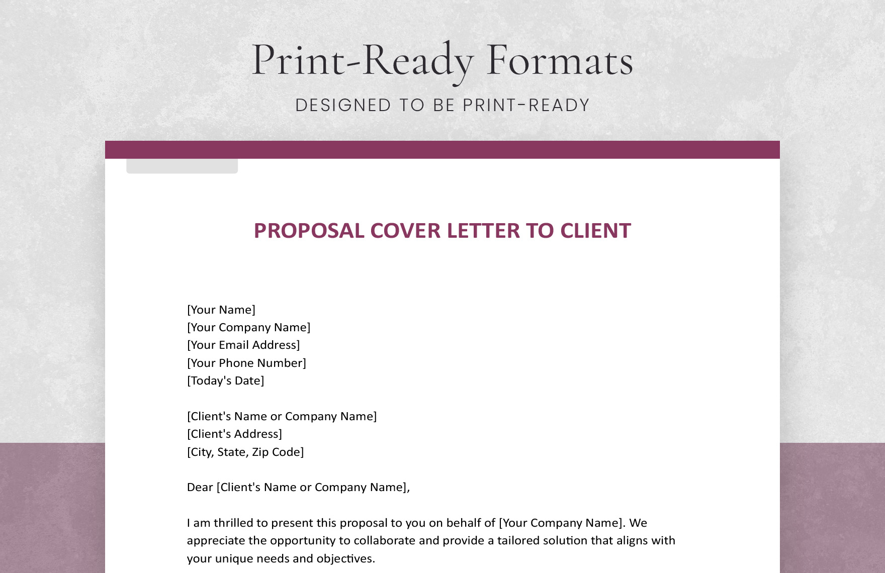 Proposal Cover Letter To Client