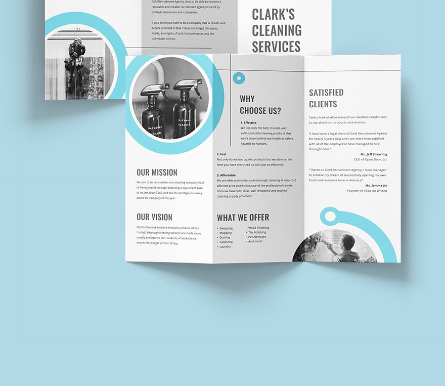 Cleaning Company TriFold Brochure Editable