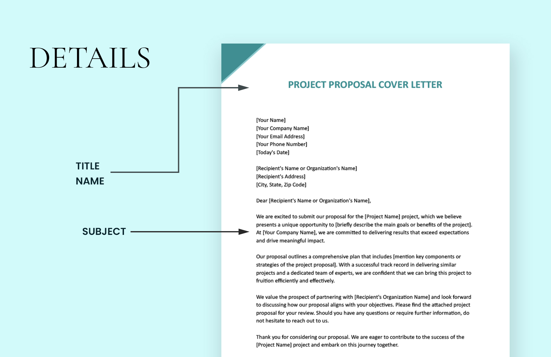 Project Proposal Cover Letter