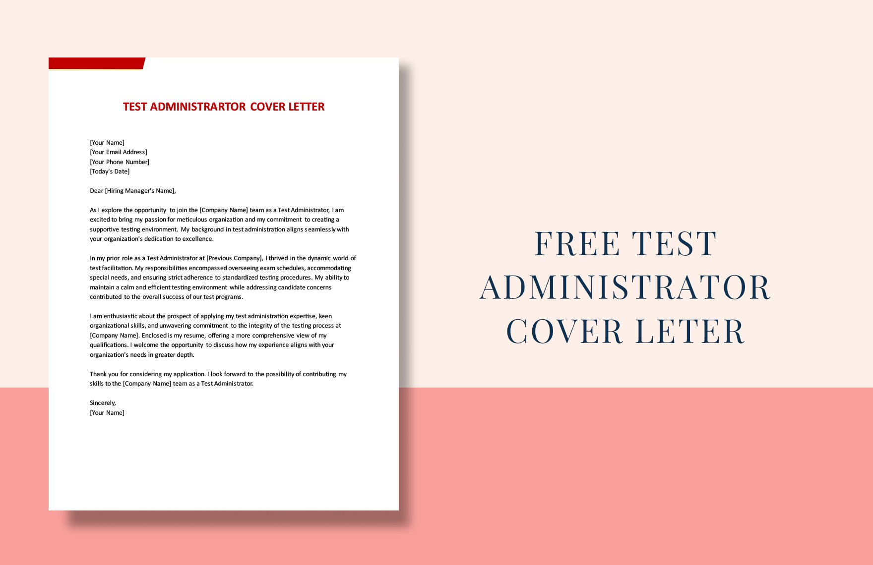 Free Test Administrator Cover Letter in Word, PDF