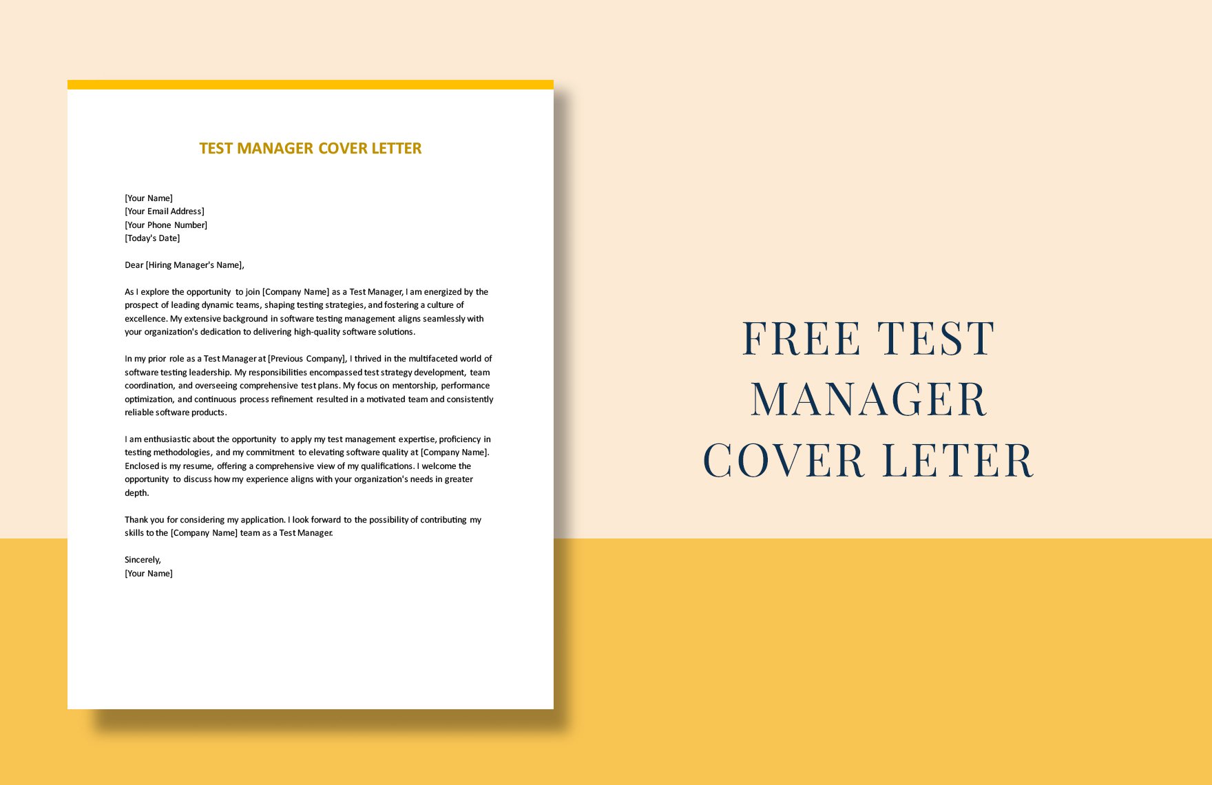 Test Manager Cover Letter