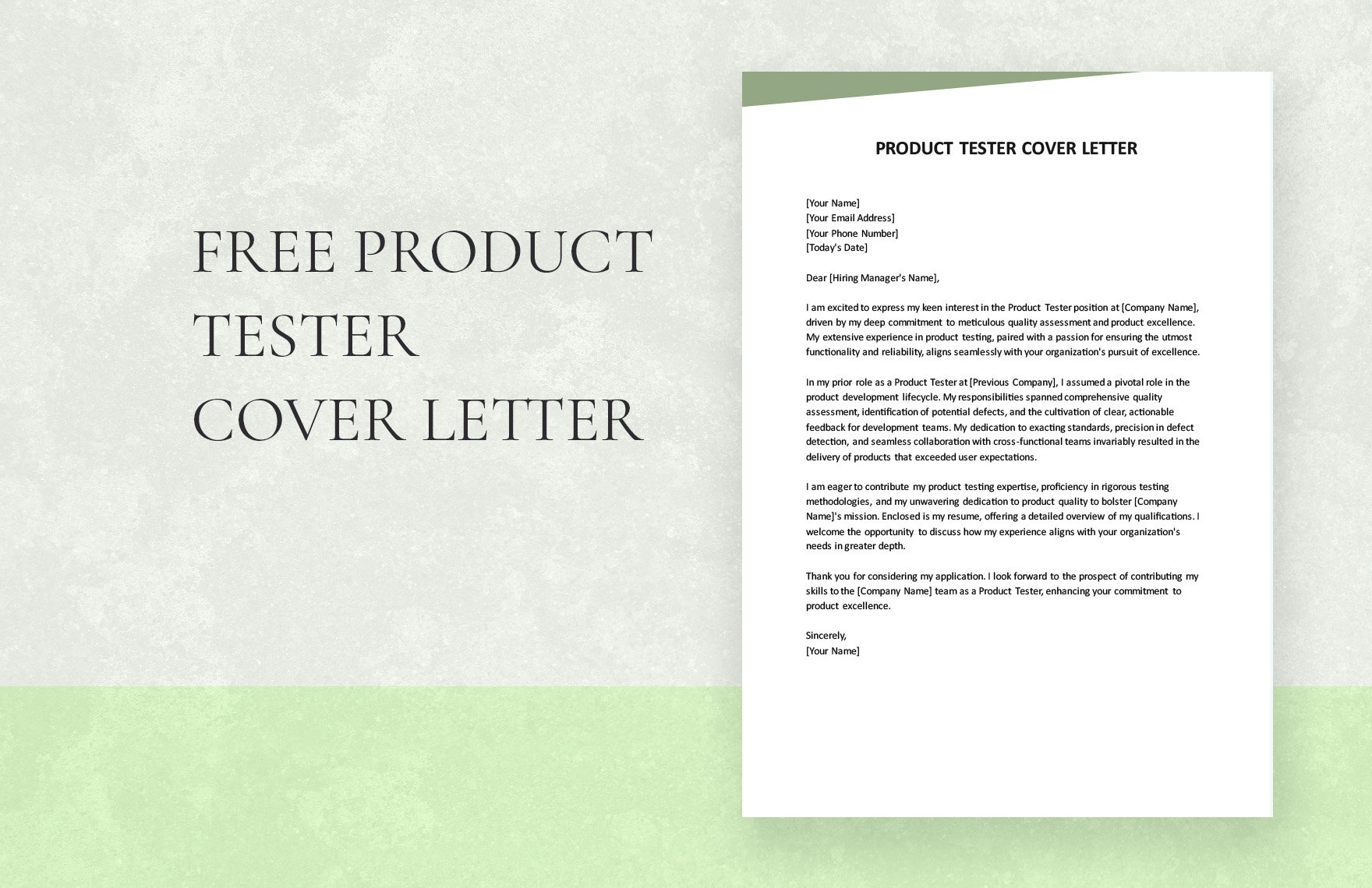 Product Tester Cover Letter in Word, Google Docs, PDF