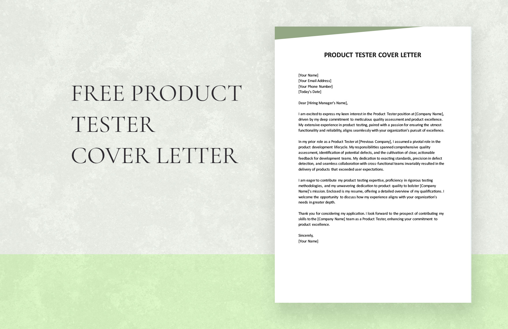 Product Tester Cover Letter