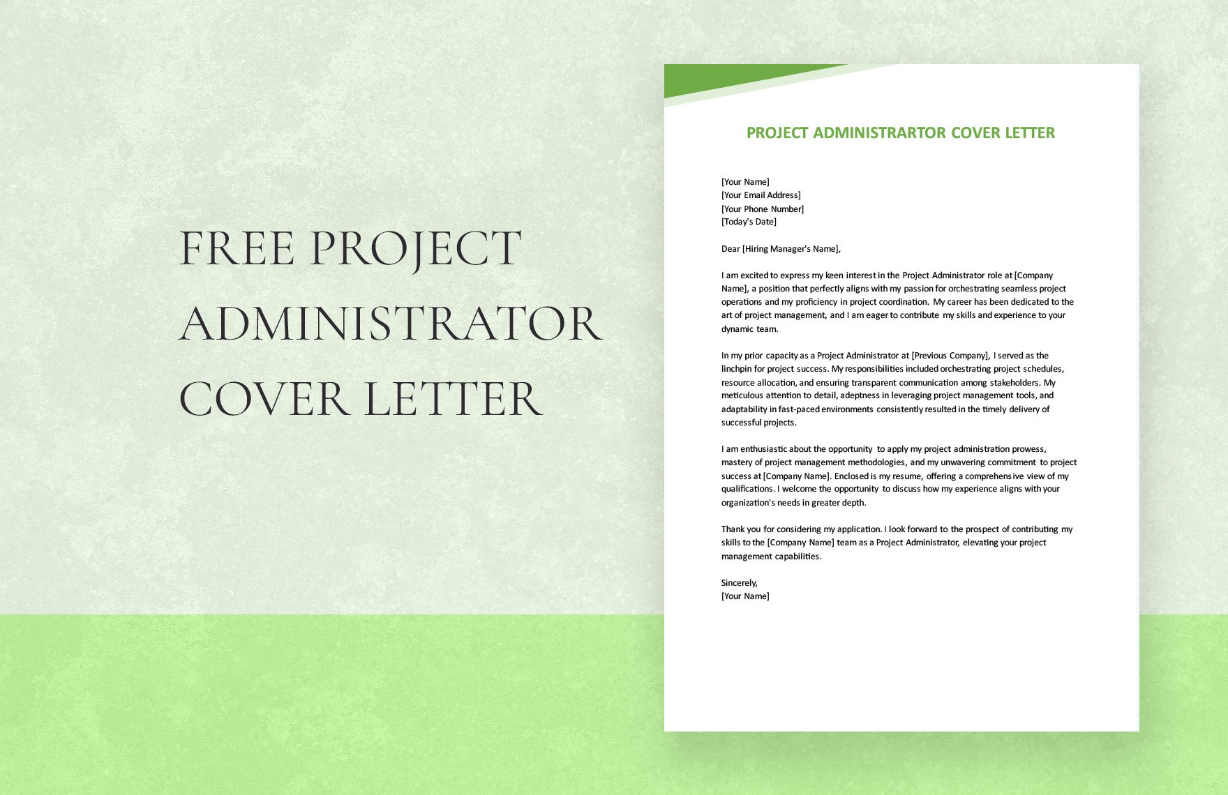 Project Administrator Cover Letter in Word, Google Docs, PDF
