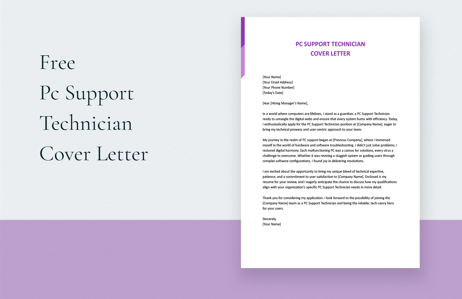 Free Pc Support Technician Cover Letter Download In Word Google Docs   Pc Support Technician Cover Letter 171id 