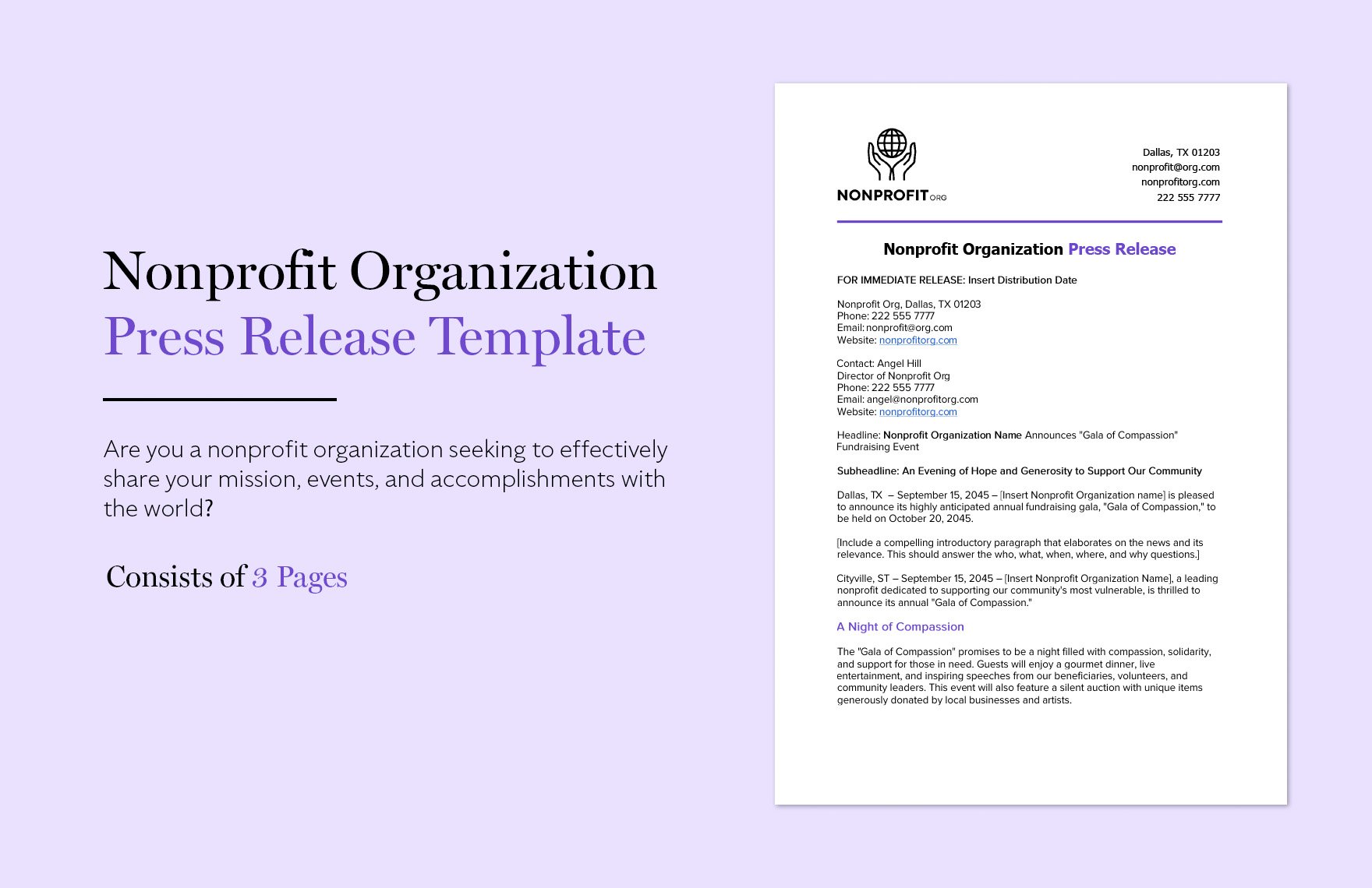 Nonprofit Organization Press Release Template