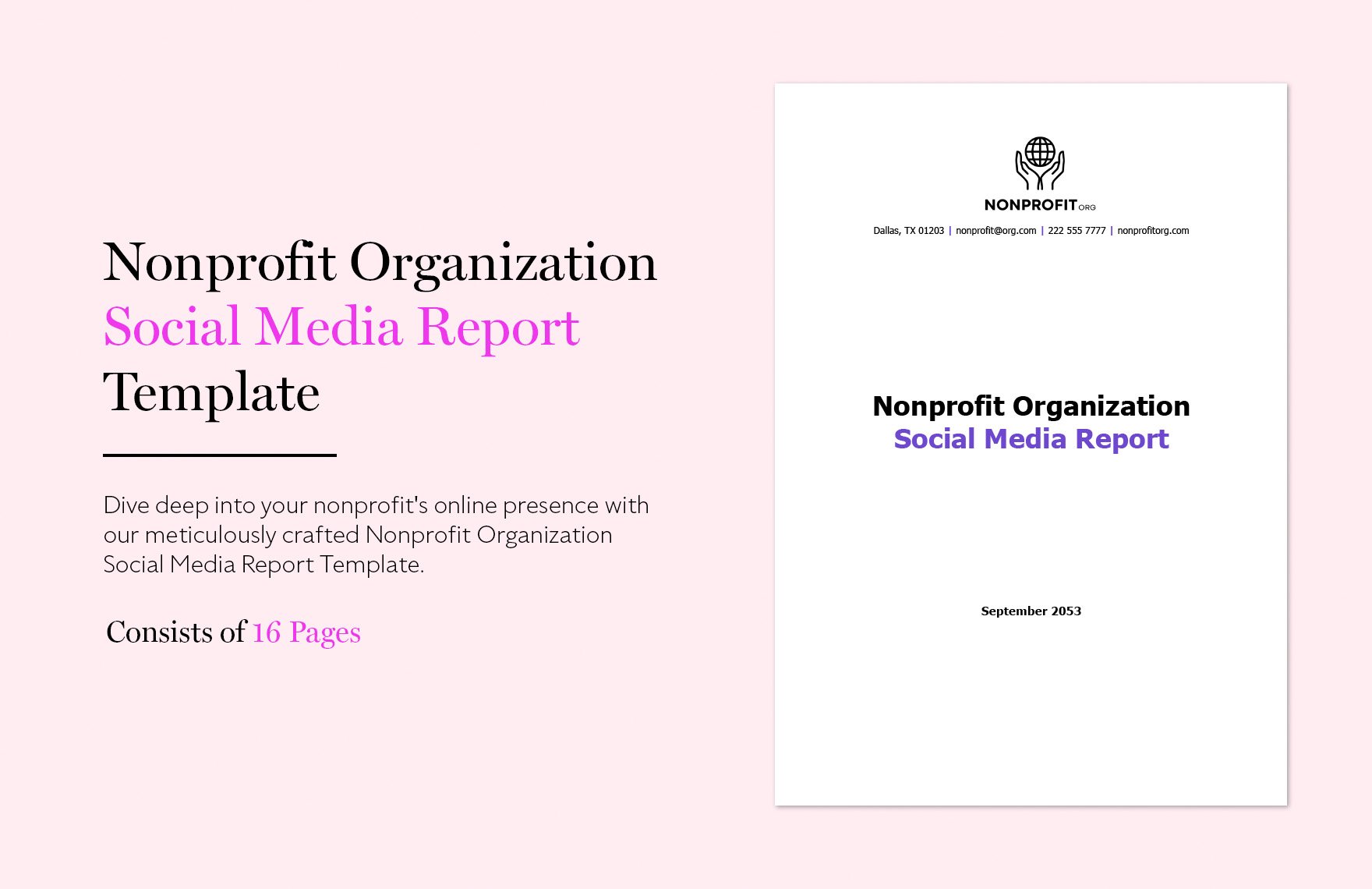 Nonprofit Organization Social Media Report Template