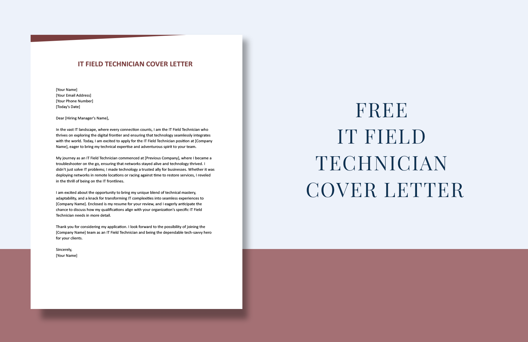 IT Field Technician Cover Letter in Word, Google Docs