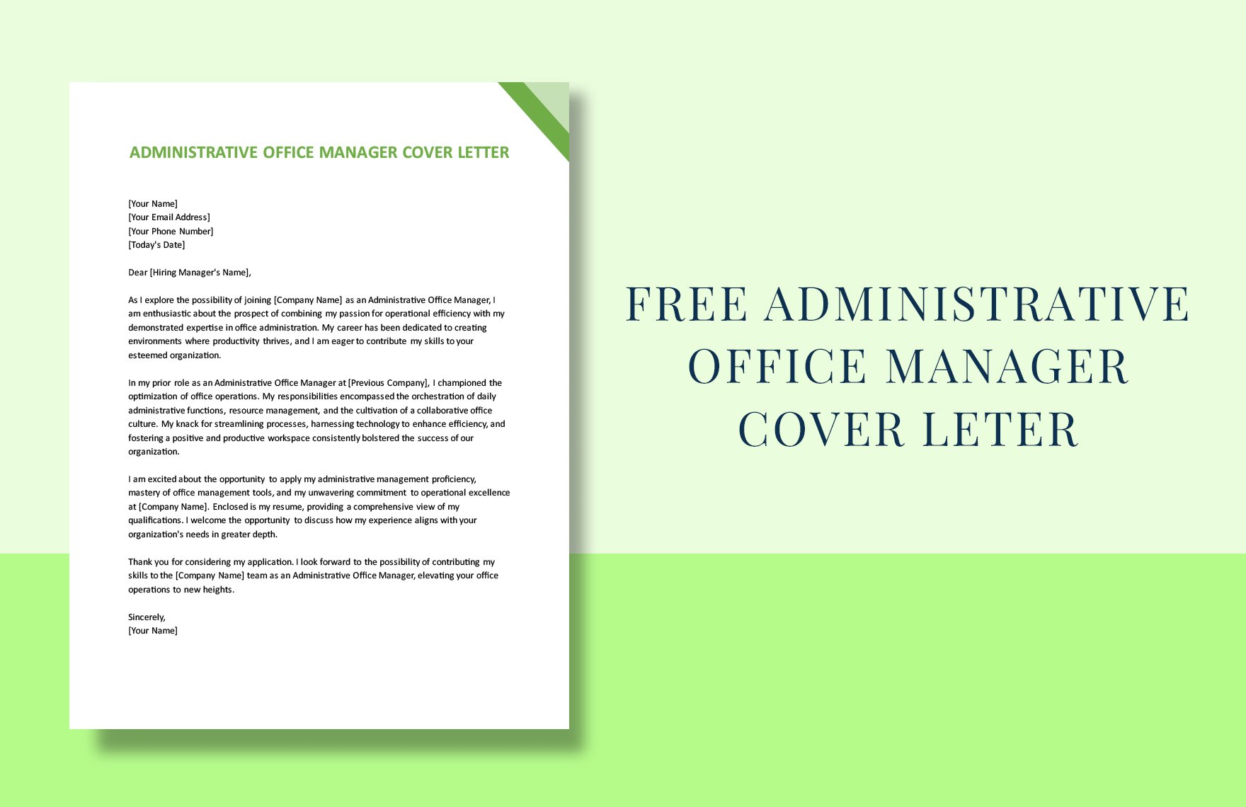 Administrative Office Manager Cover Letter