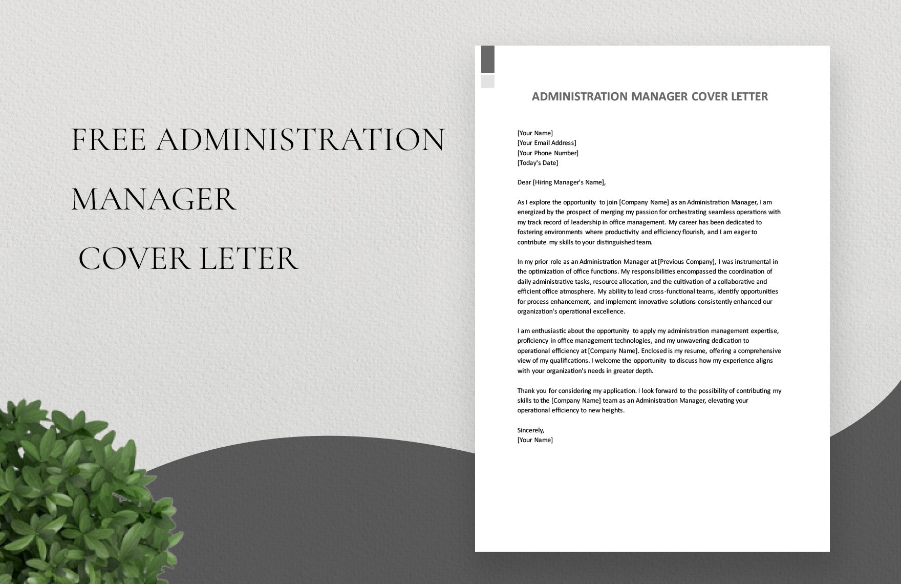 Administration Manager Cover Letter