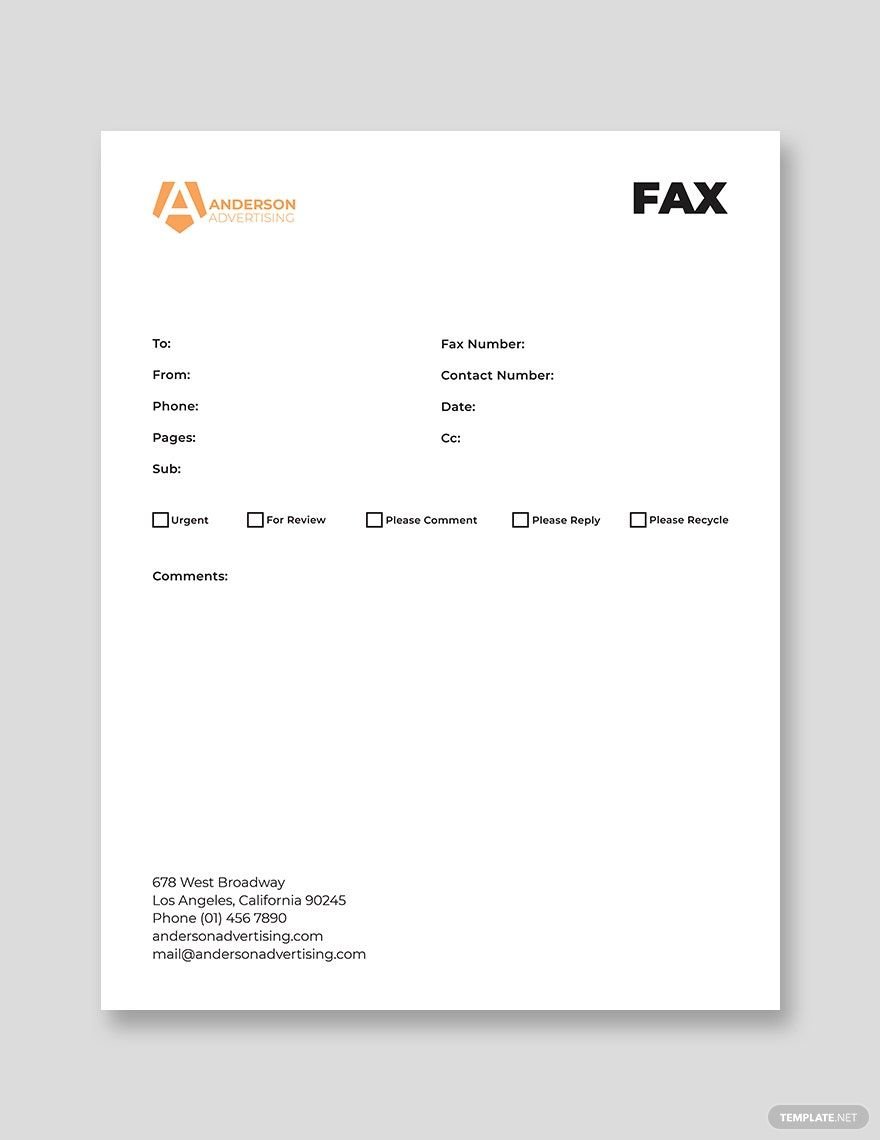 Advertising agency Fax Paper Template