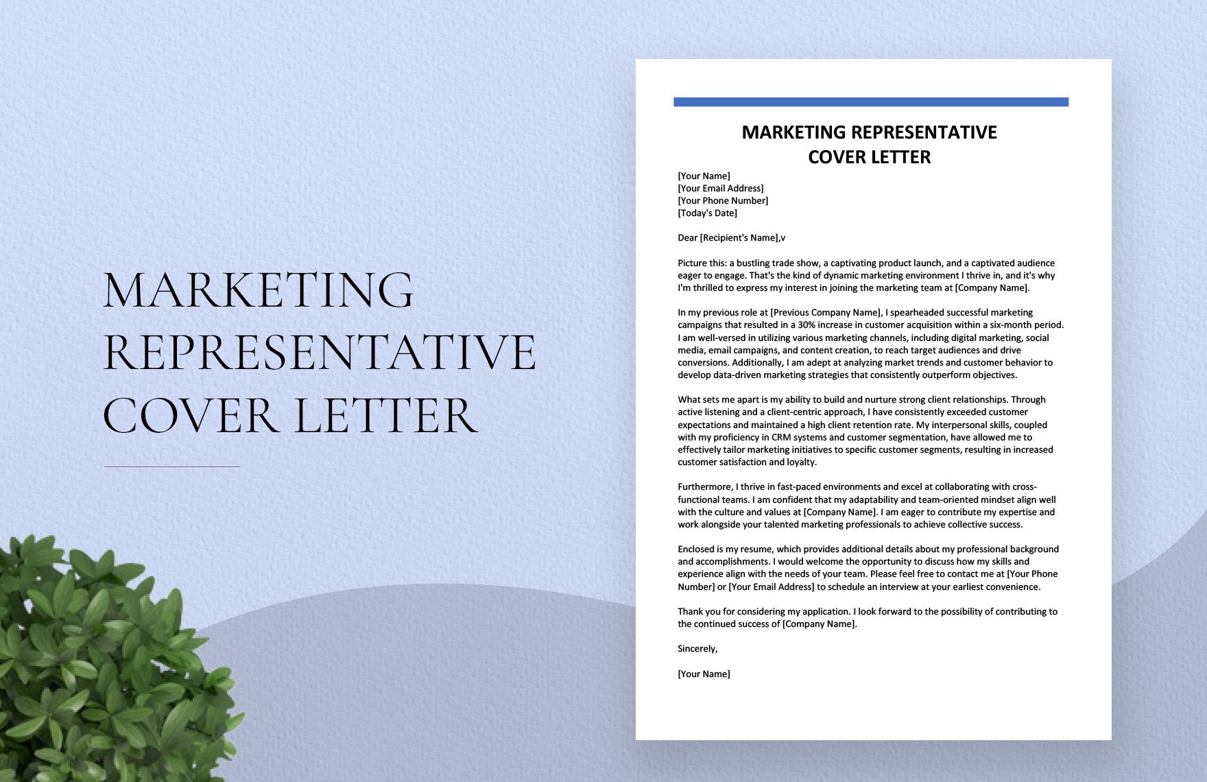 Marketing Representative Cover Letter