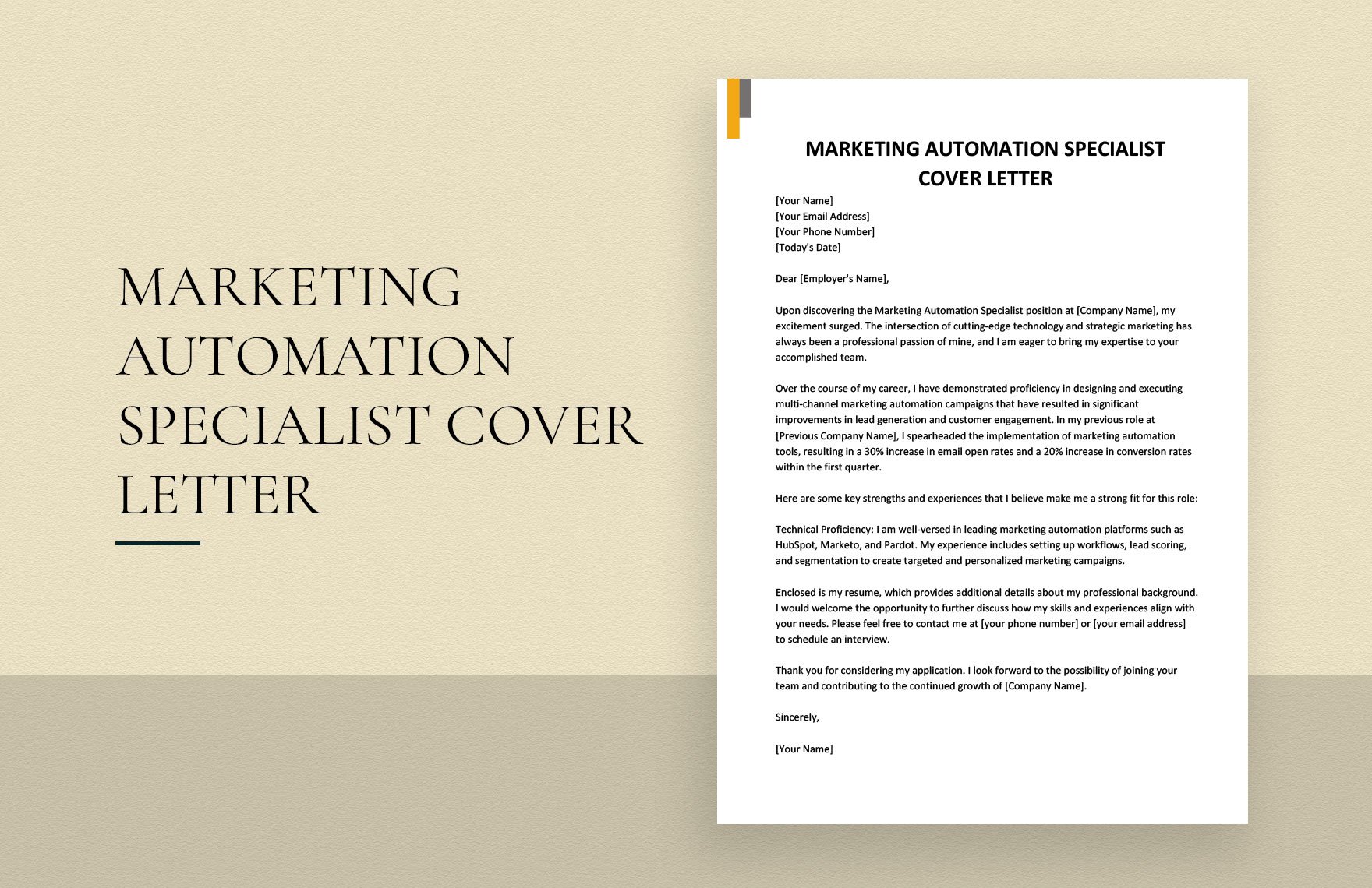 Marketing Automation Specialist Cover Letter in Word, Google Docs