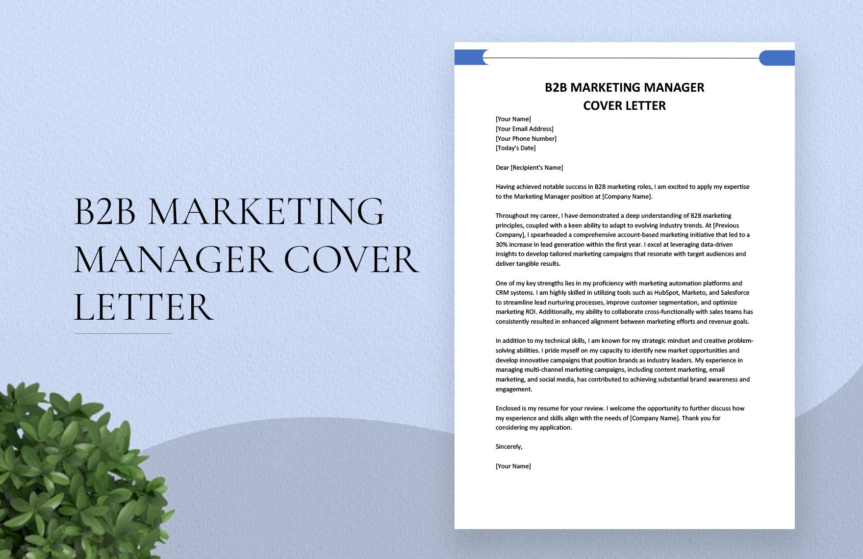 B2B Marketing Manager Cover Letter