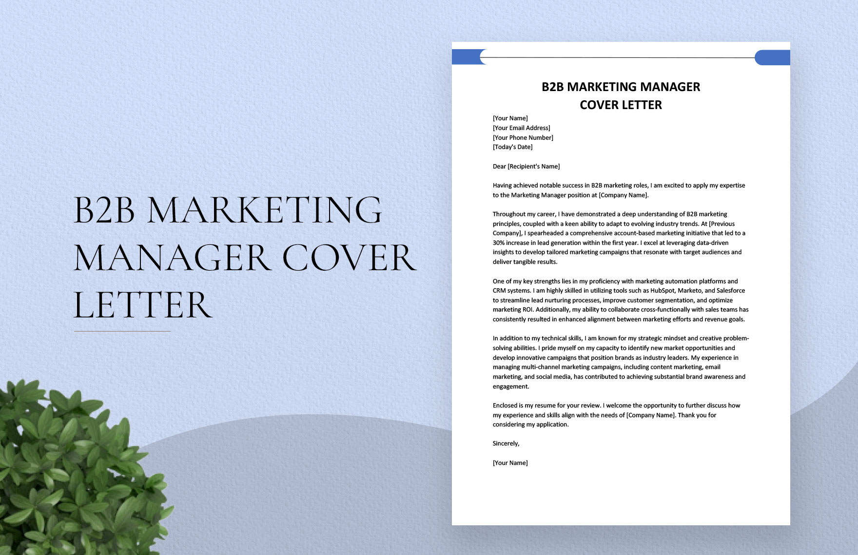 B2B Marketing Manager Cover Letter in Word, Google Docs