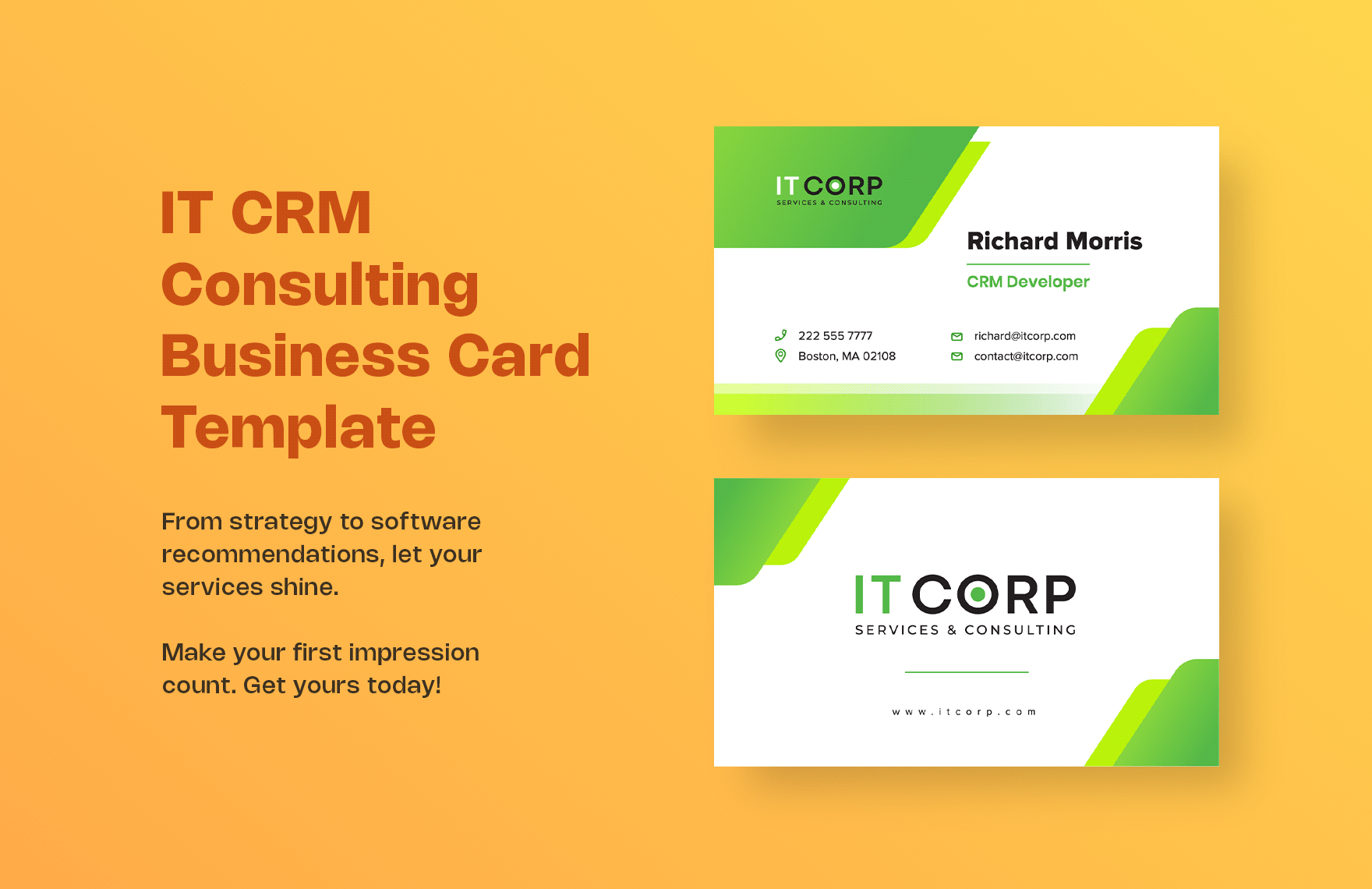 IT CRM Consulting Business Card Template in Word, Illustrator, PSD