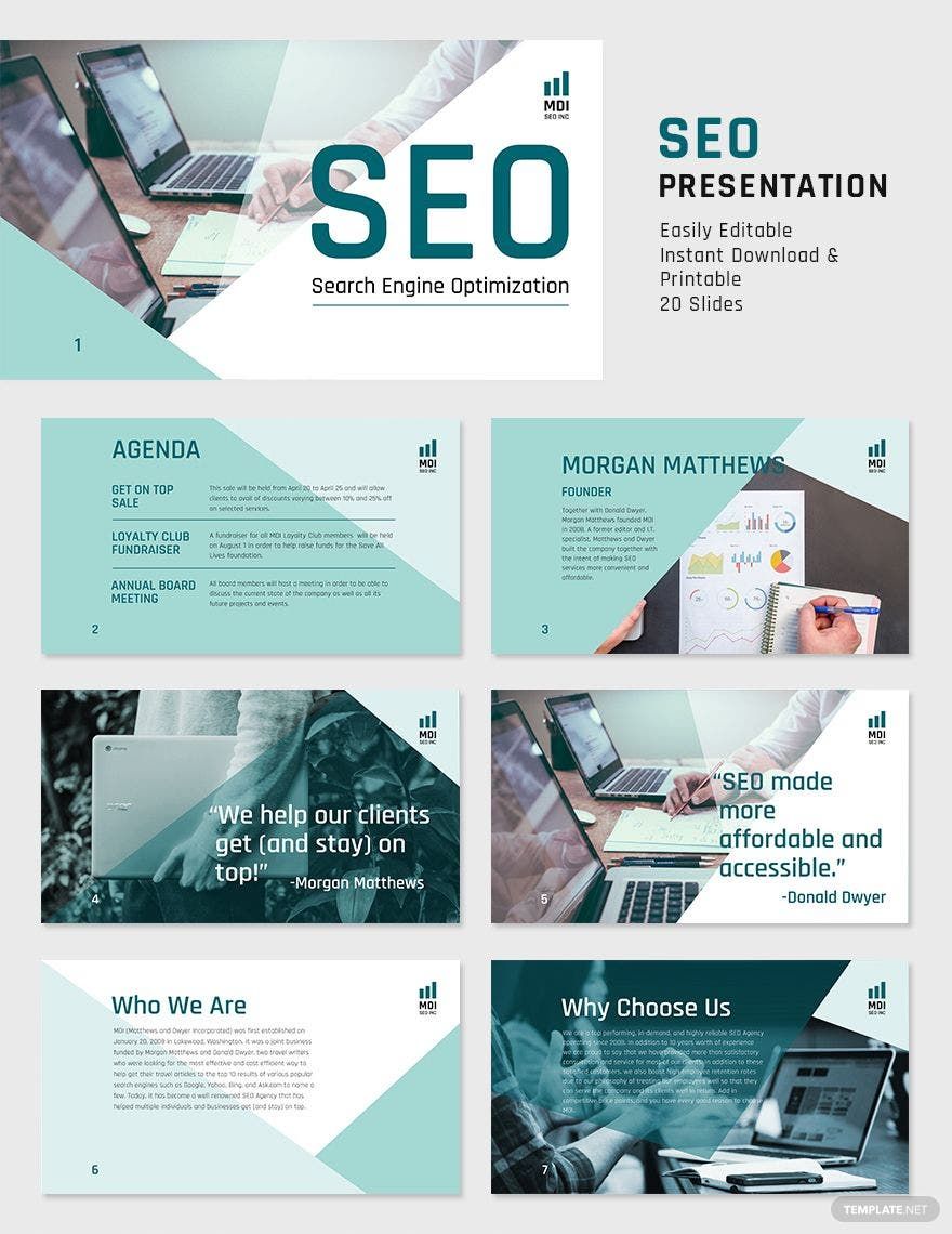 SEO Presentation Template in Illustrator, Apple Keynote