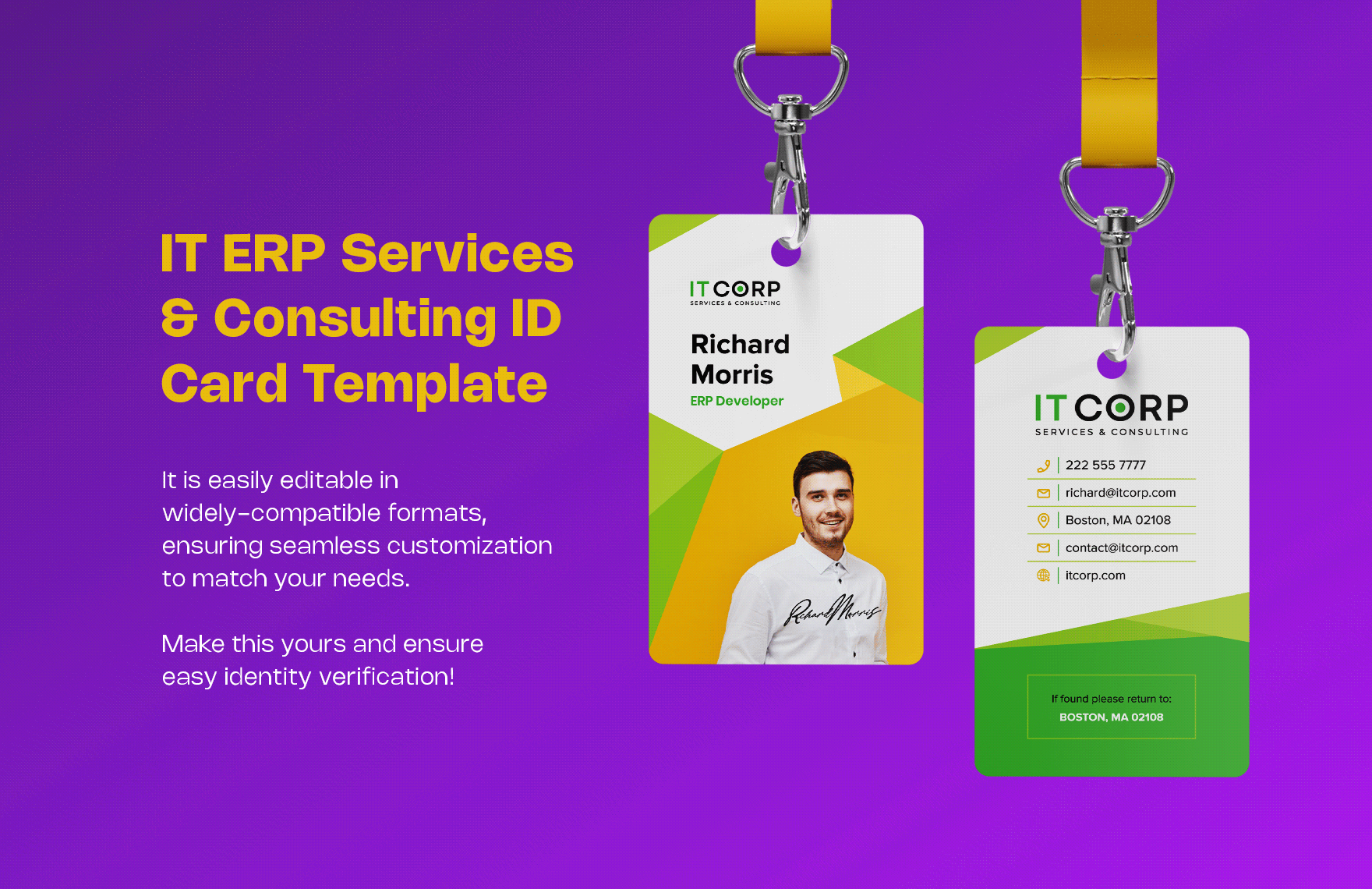 IT ERP Services & Consulting ID Card Template