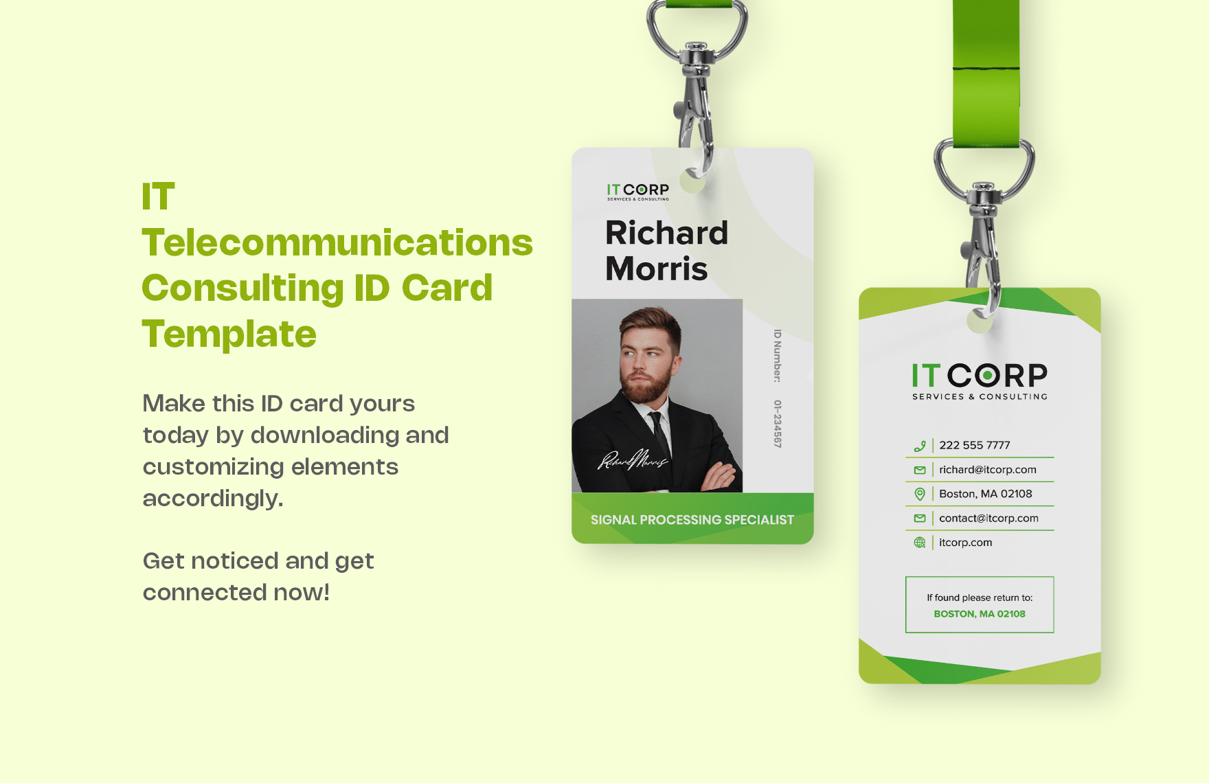 IT Telecommunications Consulting ID Card Template