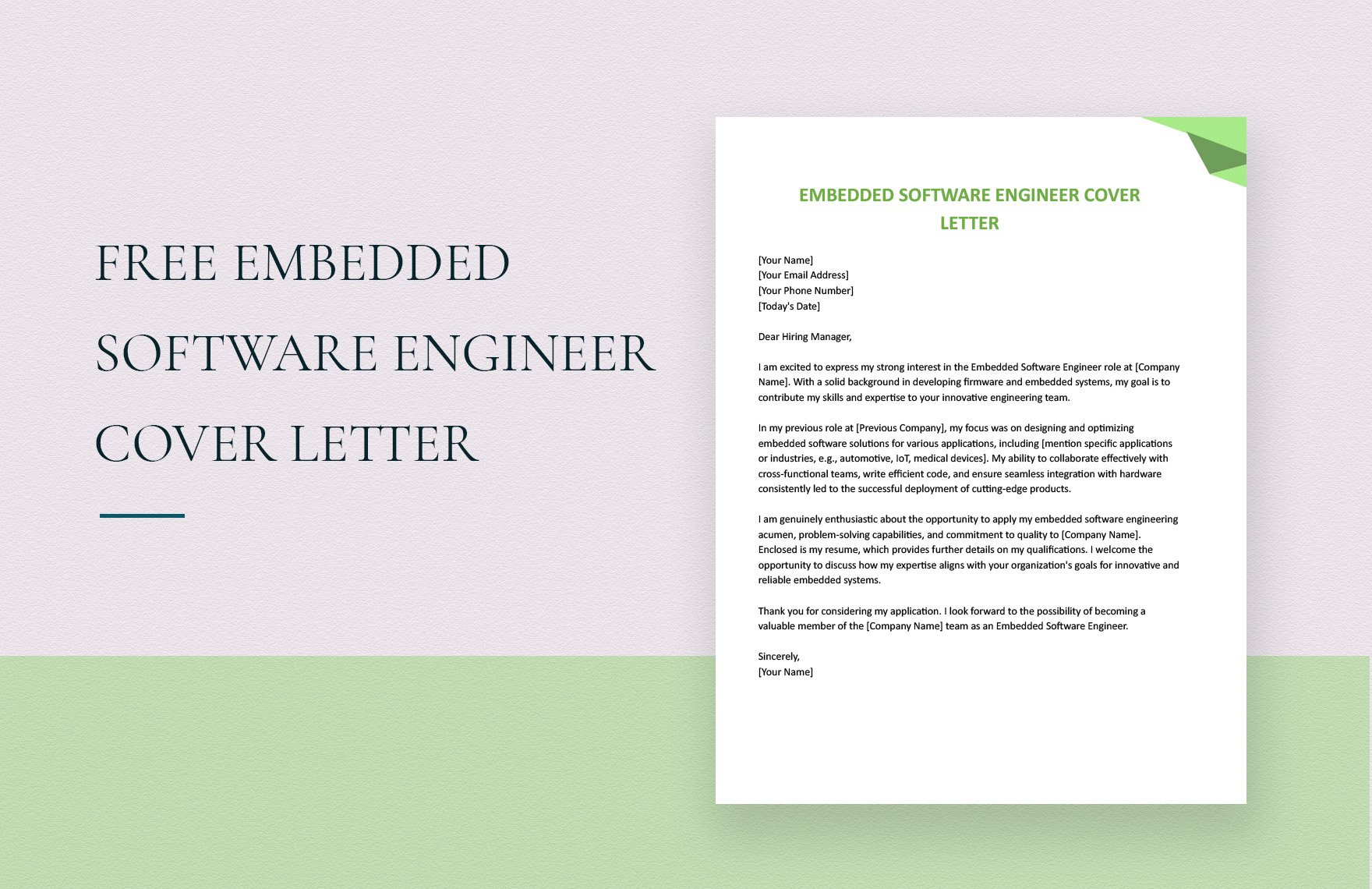 Embedded Software Engineer Cover Letter