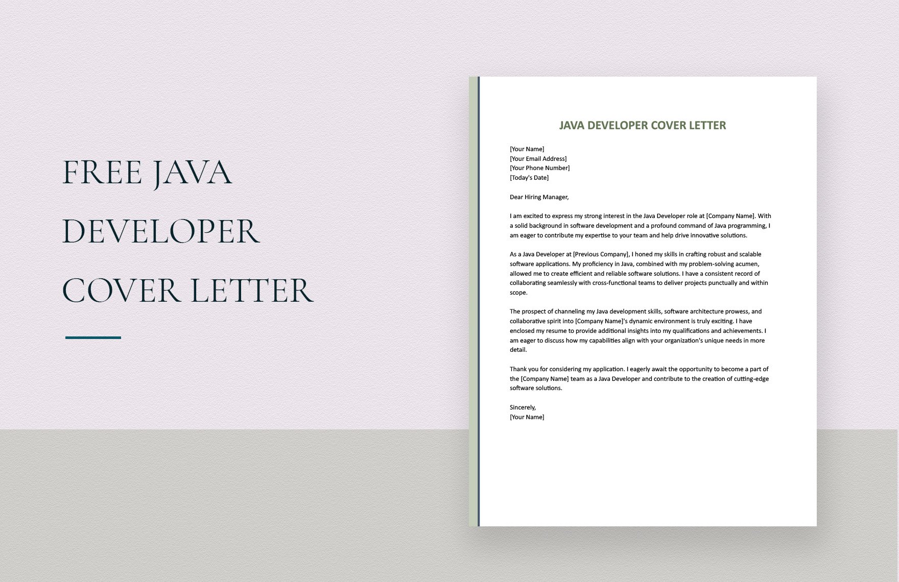 Java Developer Cover Letter
