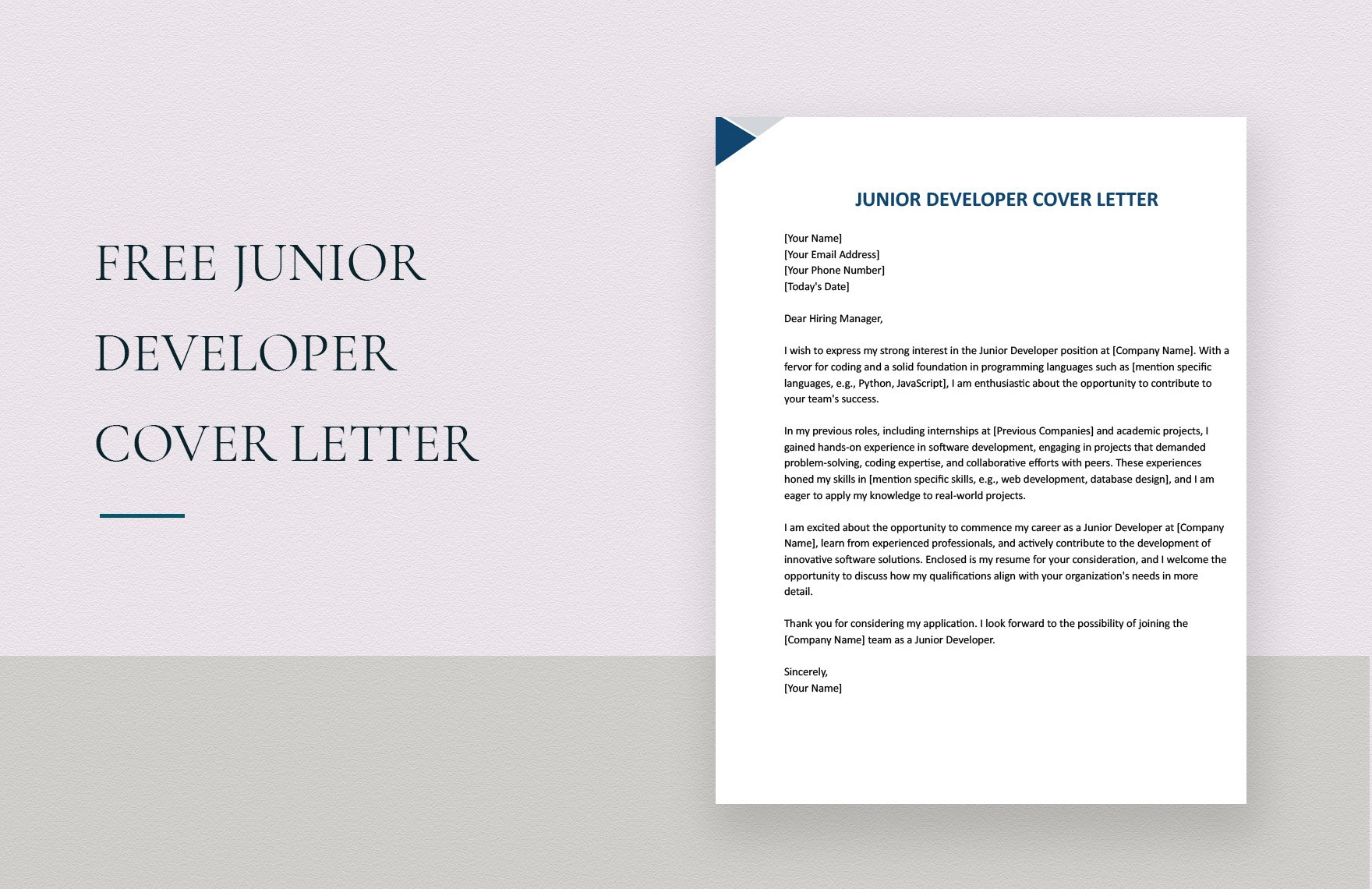 Junior Developer Cover Letter