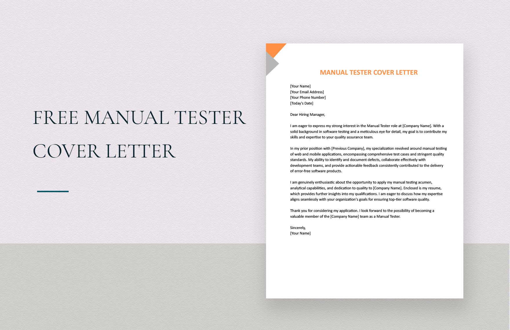 Manual Tester Cover Letter