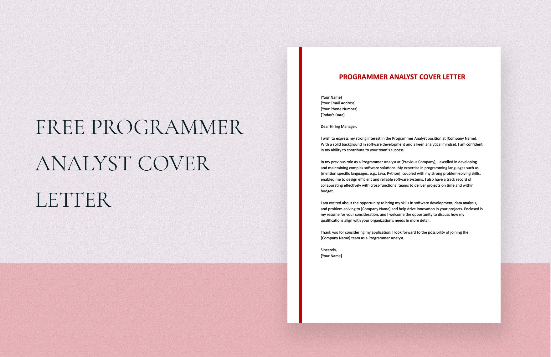 Programmer Analyst Cover Letter