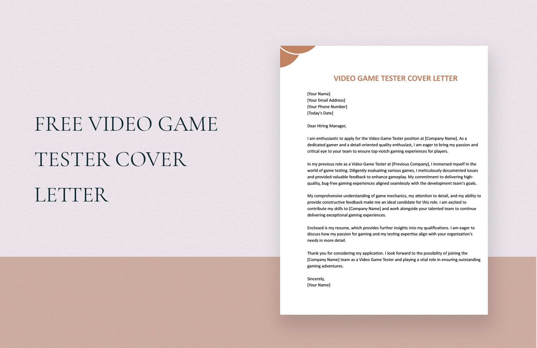 Video Game Tester Cover Letter