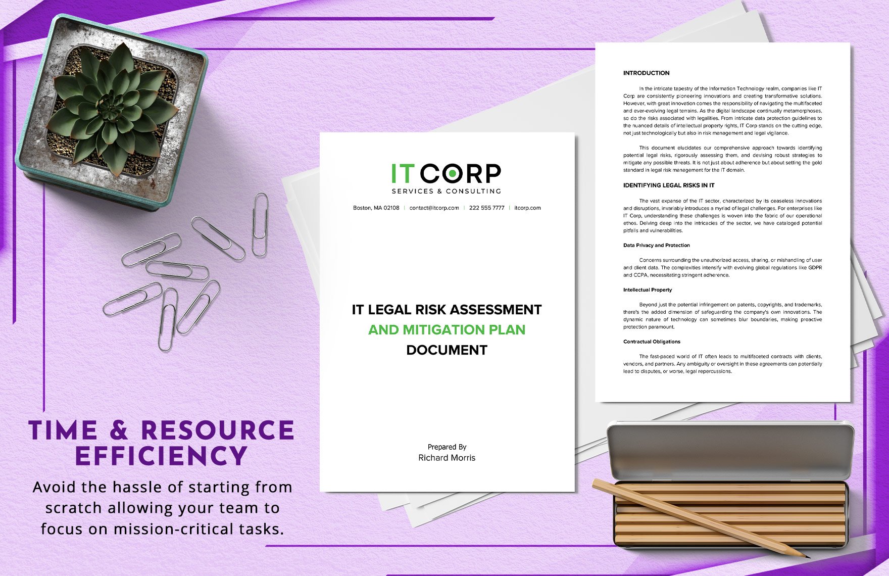 IT Legal Risk Assessment and Mitigation Plan Document Template