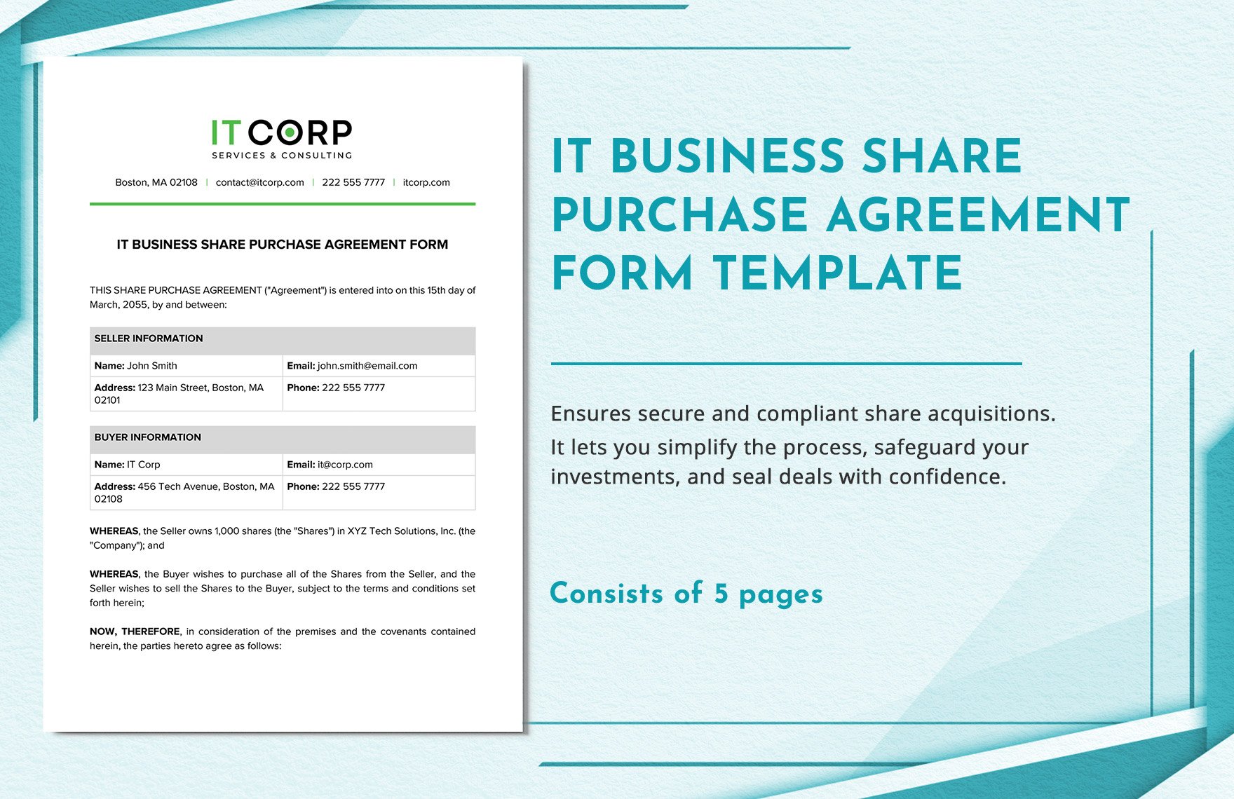 IT Business Share Purchase Agreement Form Template