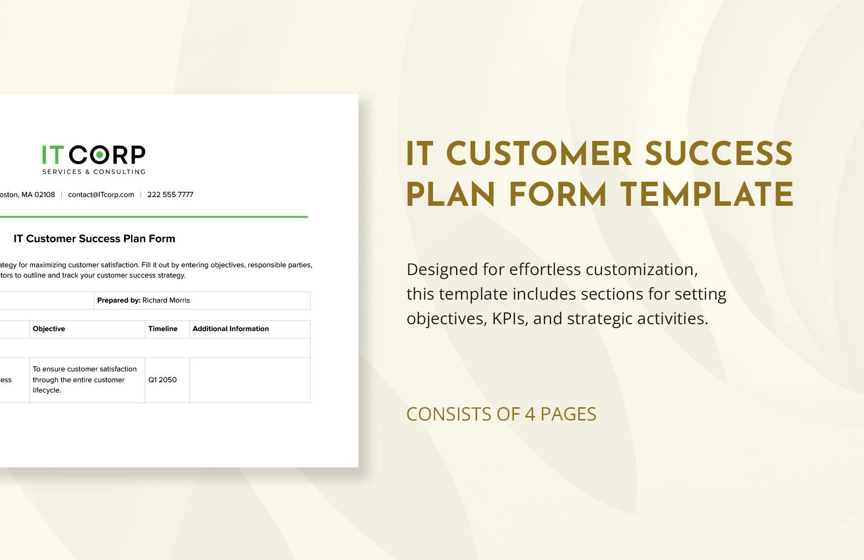 IT Customer Success Plan Form Template