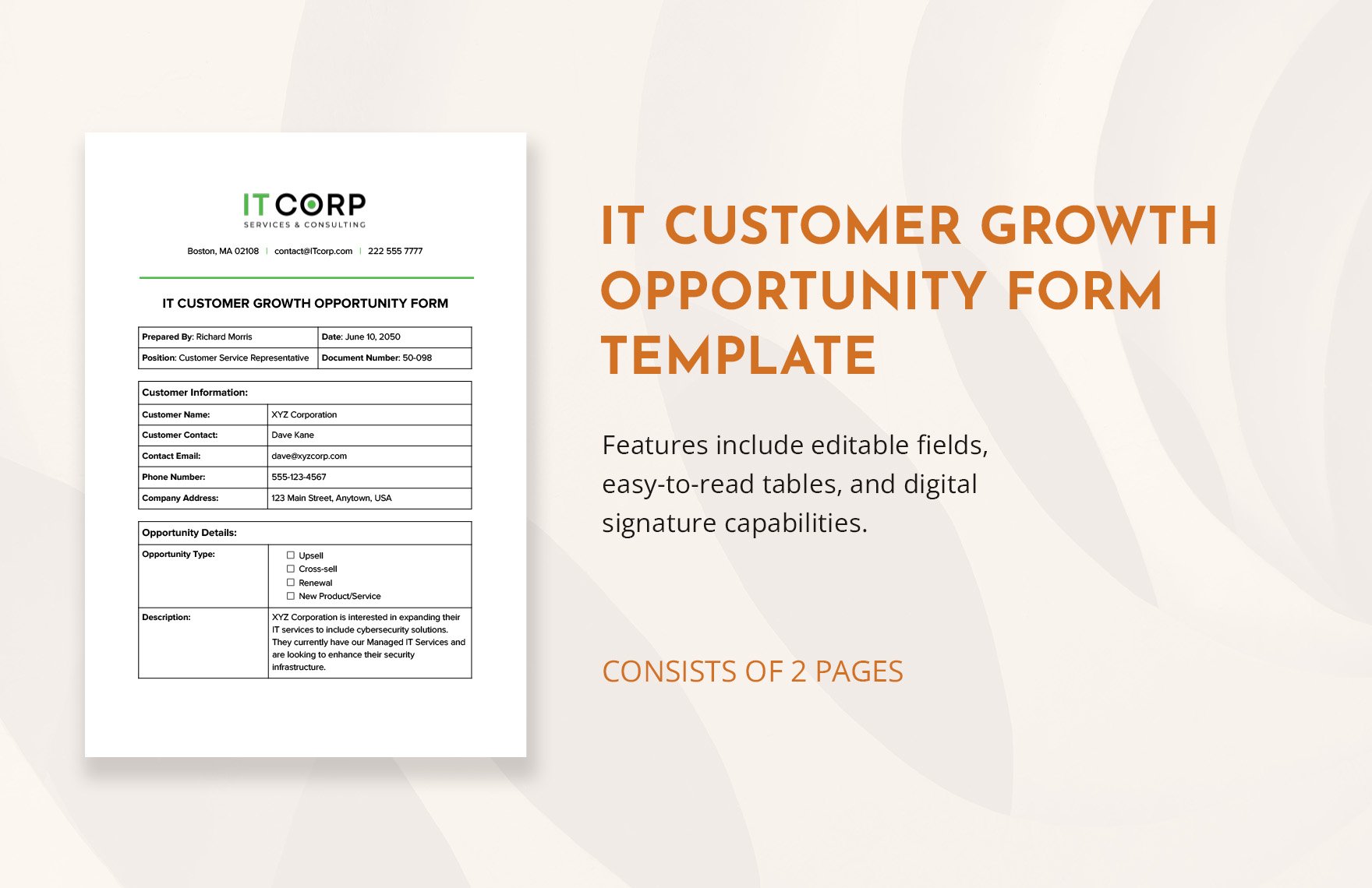 IT Customer Growth Opportunity Form Template