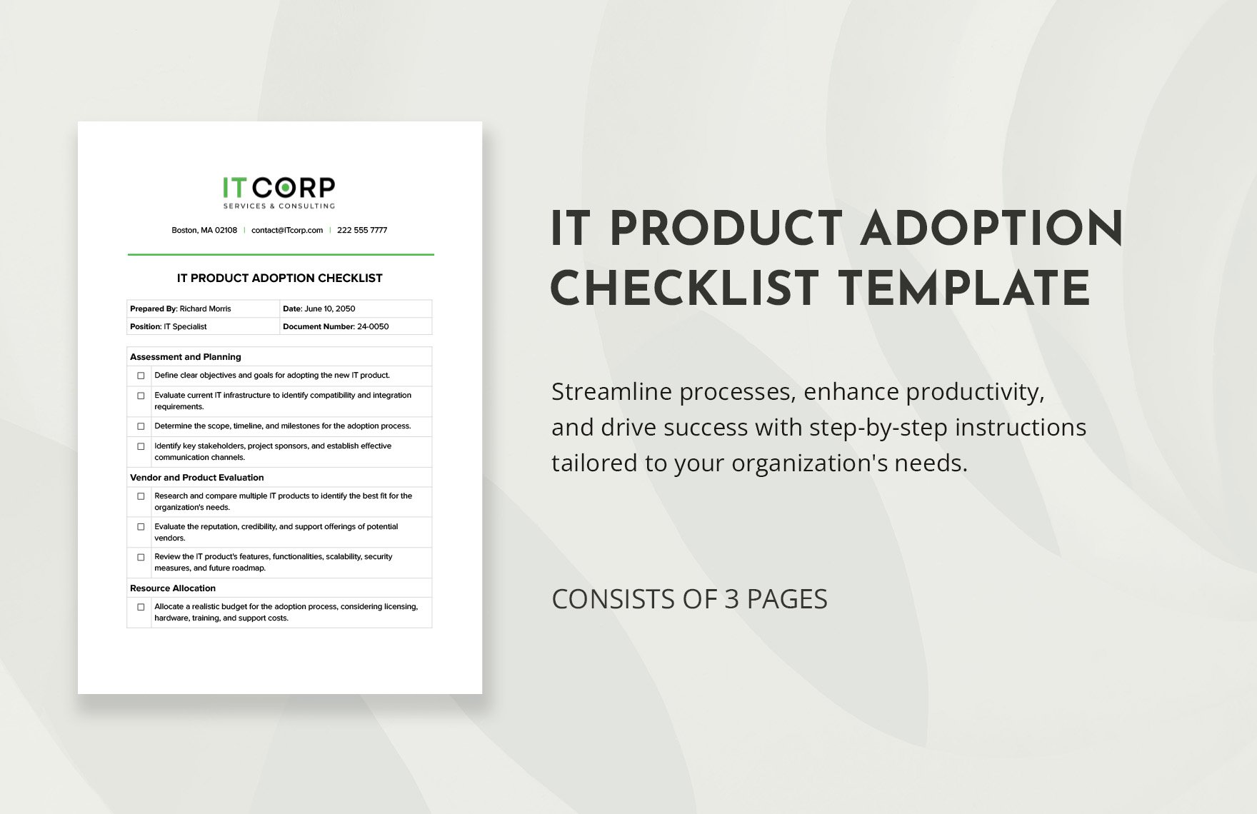 IT Product Adoption Checklist Template