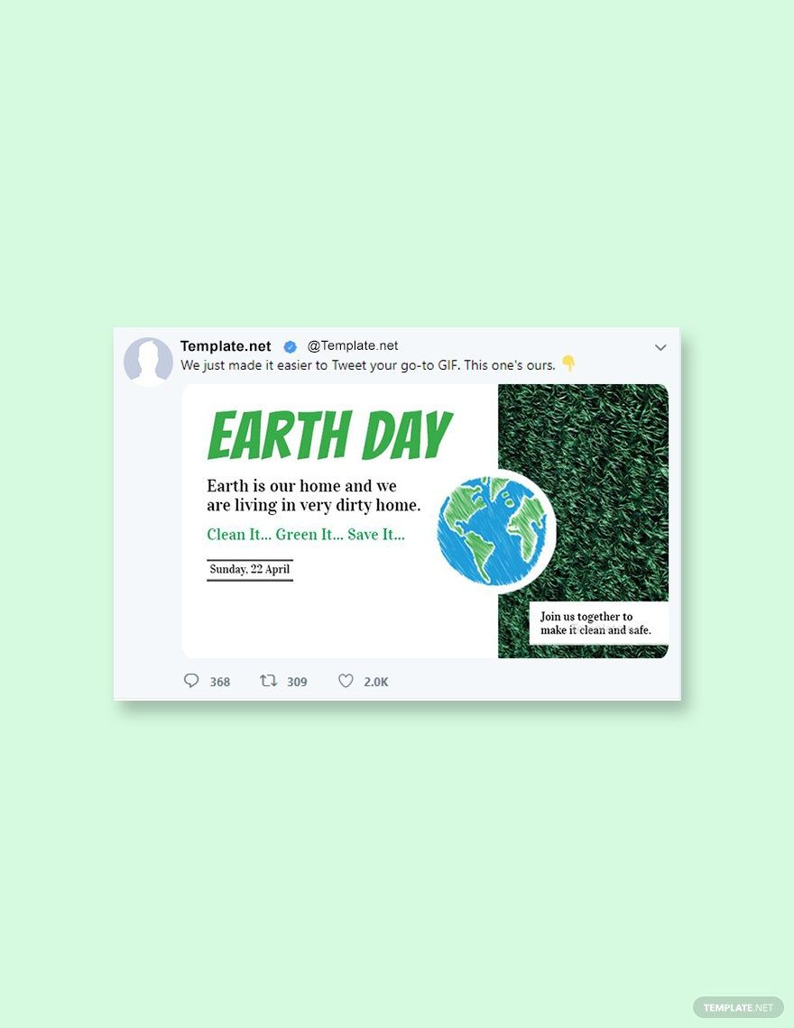 Free Earth Day Twitter Post Template