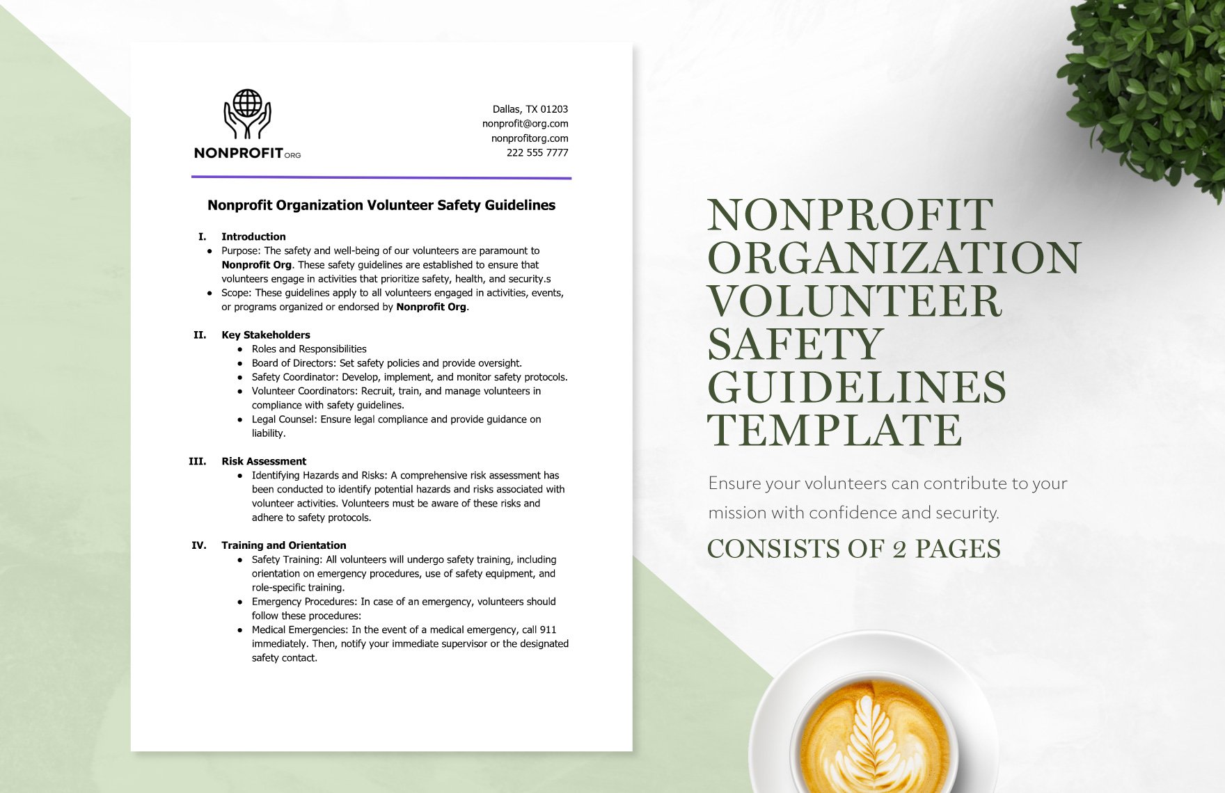 Nonprofit Organization Volunteer Safety Guidelines Template in Word, Google Docs, PDF