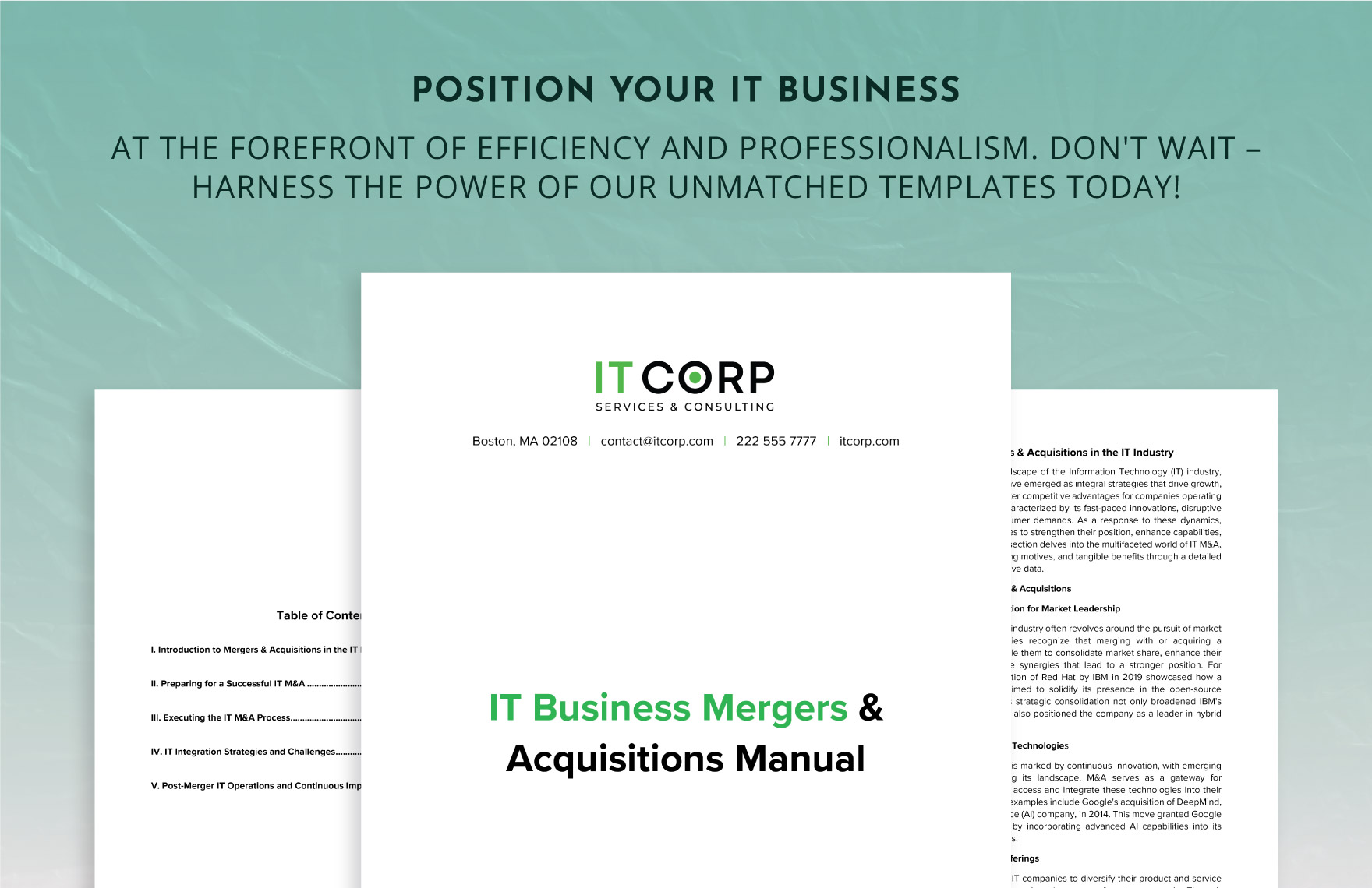 IT Business Mergers & Acquisitions Manual Template