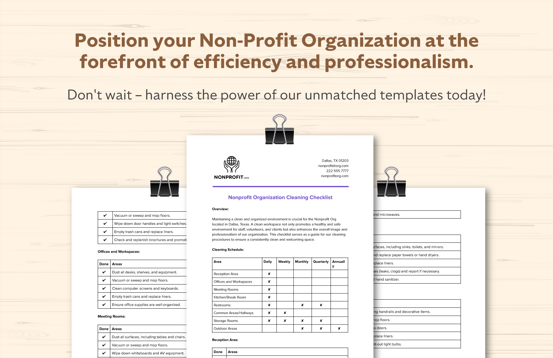 Nonprofit Organization Cleaning Checklist Template