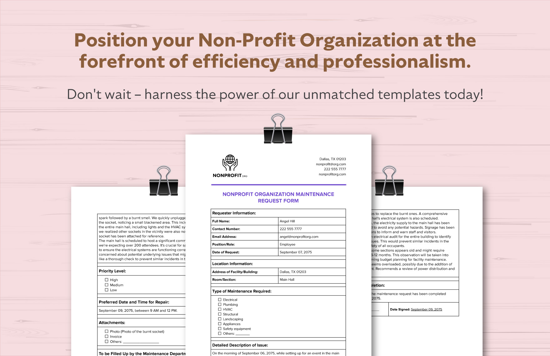 Nonprofit Organization Maintenance Request Form Template