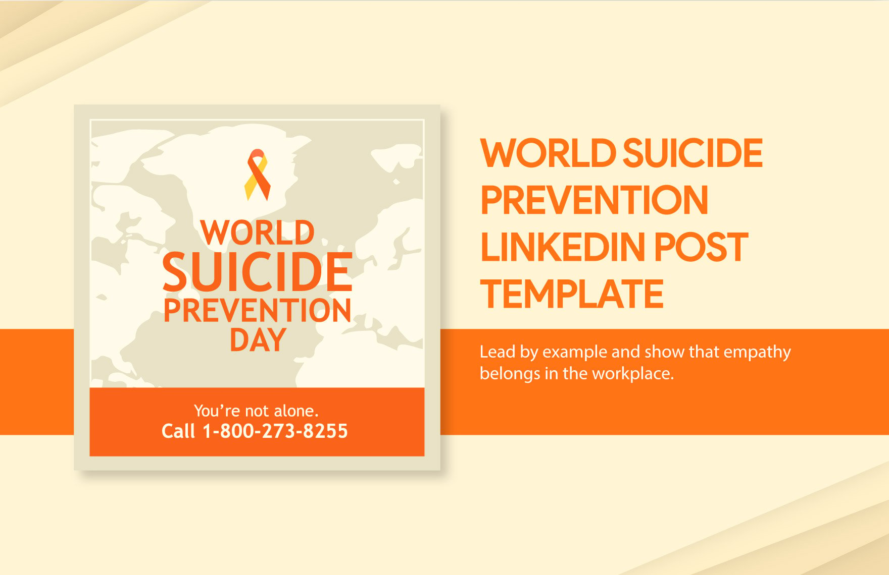 Free World Suicide Prevention Day LinkedIn Post Template in Illustrator, PSD, PNG