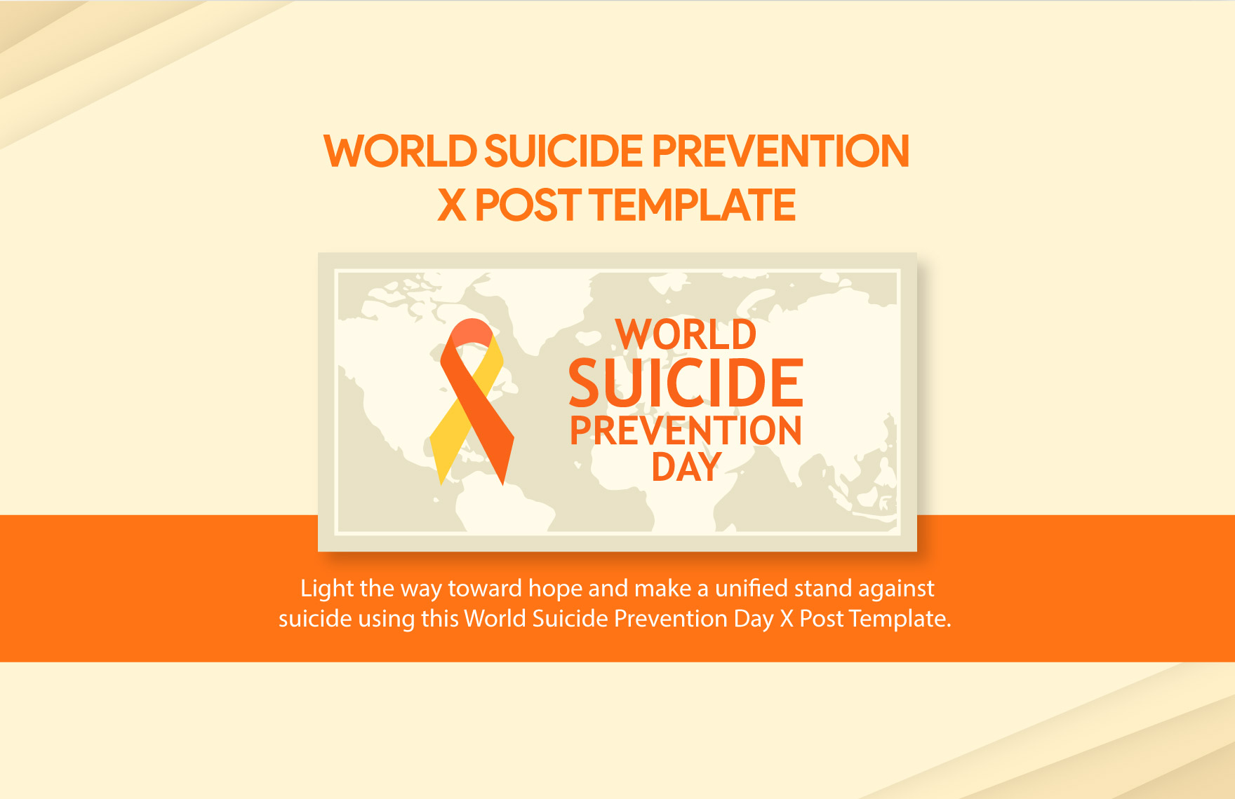 Free World Suicide Prevention Day X Post Template in Illustrator, PSD, PNG