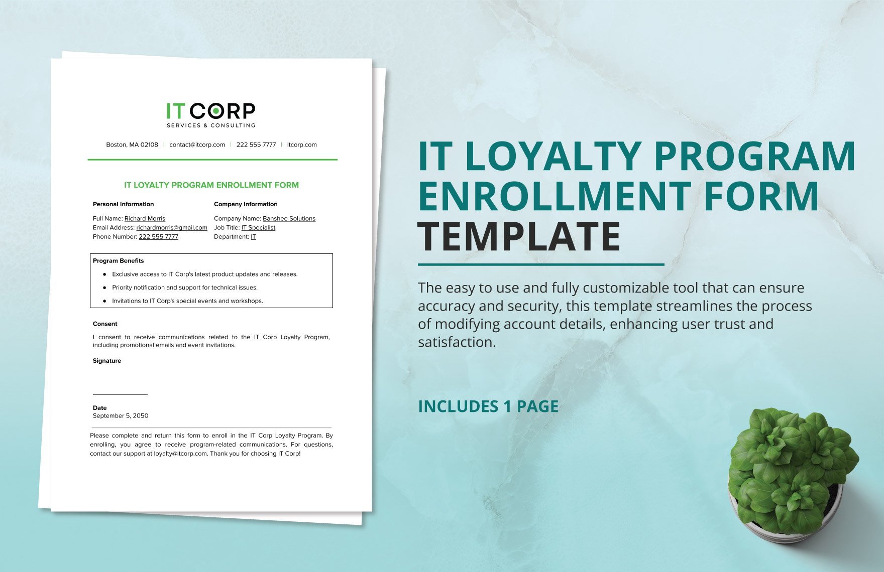 IT Loyalty Program Enrollment Form Template